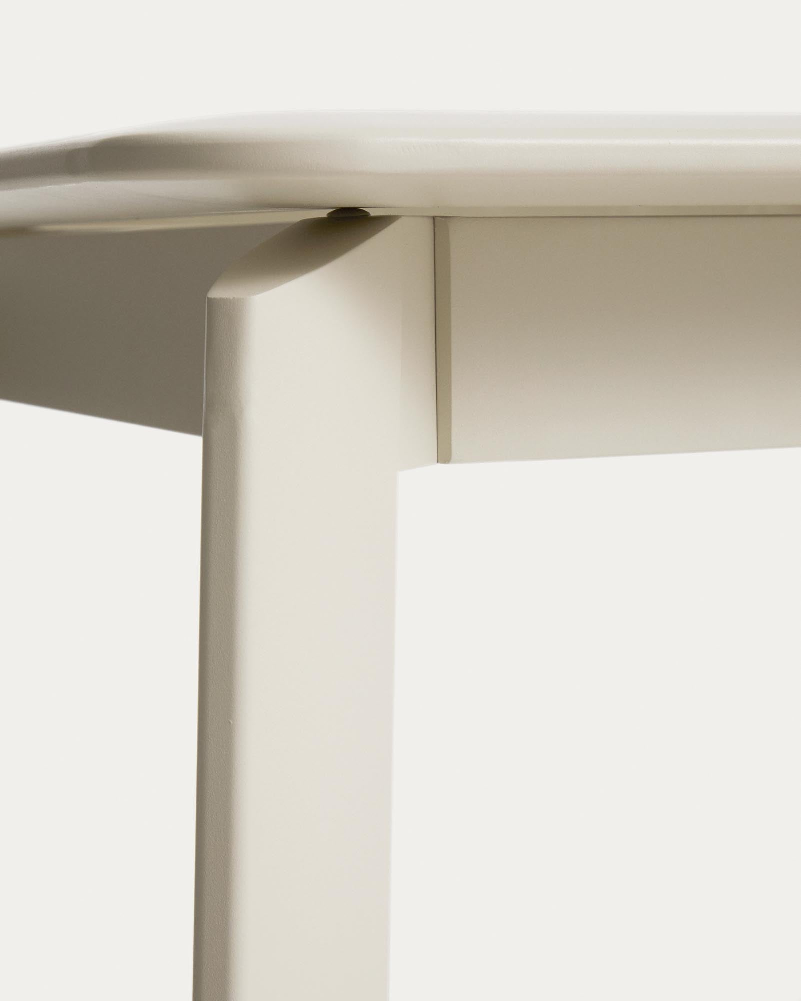 Eleganter Ausziehtisch Brela aus Aluminium in natürlichem Finish, ideal für Gartenpartys, erweiterbar von 205 auf 287 cm.