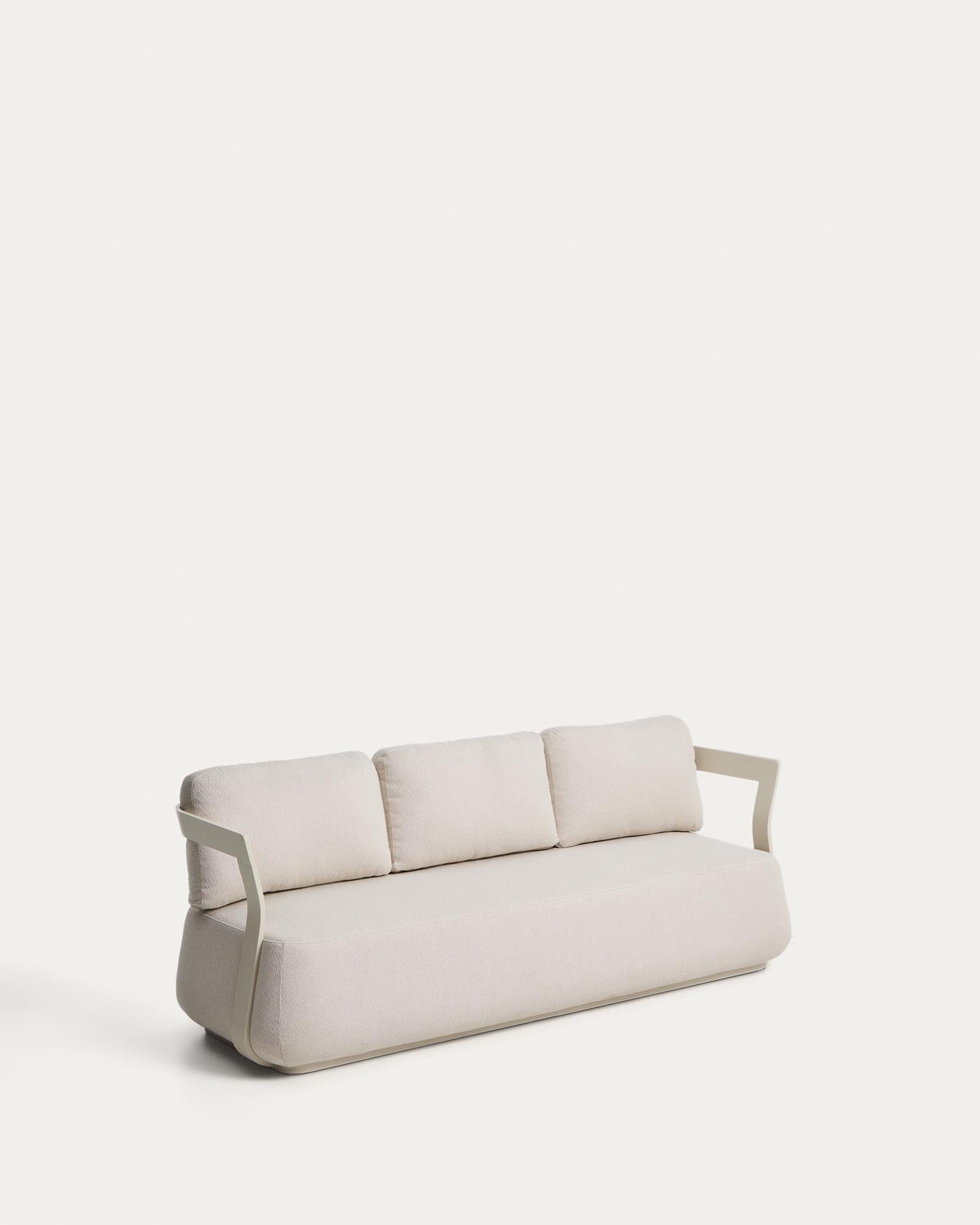 Modernes Lounge-Sofa Tamaris in Ecru, 3-Sitzer aus langlebigem Aluminium, perfekt für gemütliche Stunden im Freien.