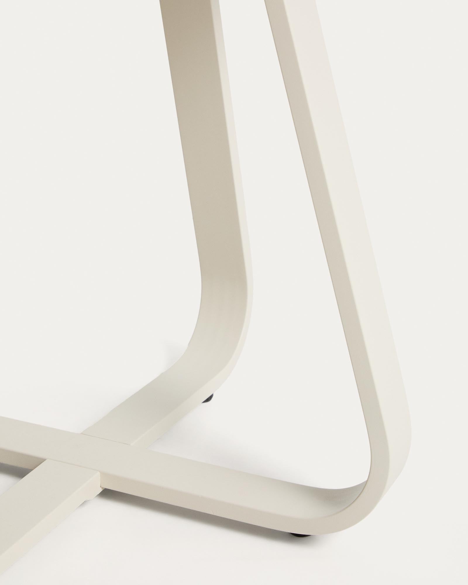 Moderner Beistelltisch Tamaris aus robustem ecrufarbenem Aluminium, Ø 48 cm, perfekt für Garten und Terrasse.