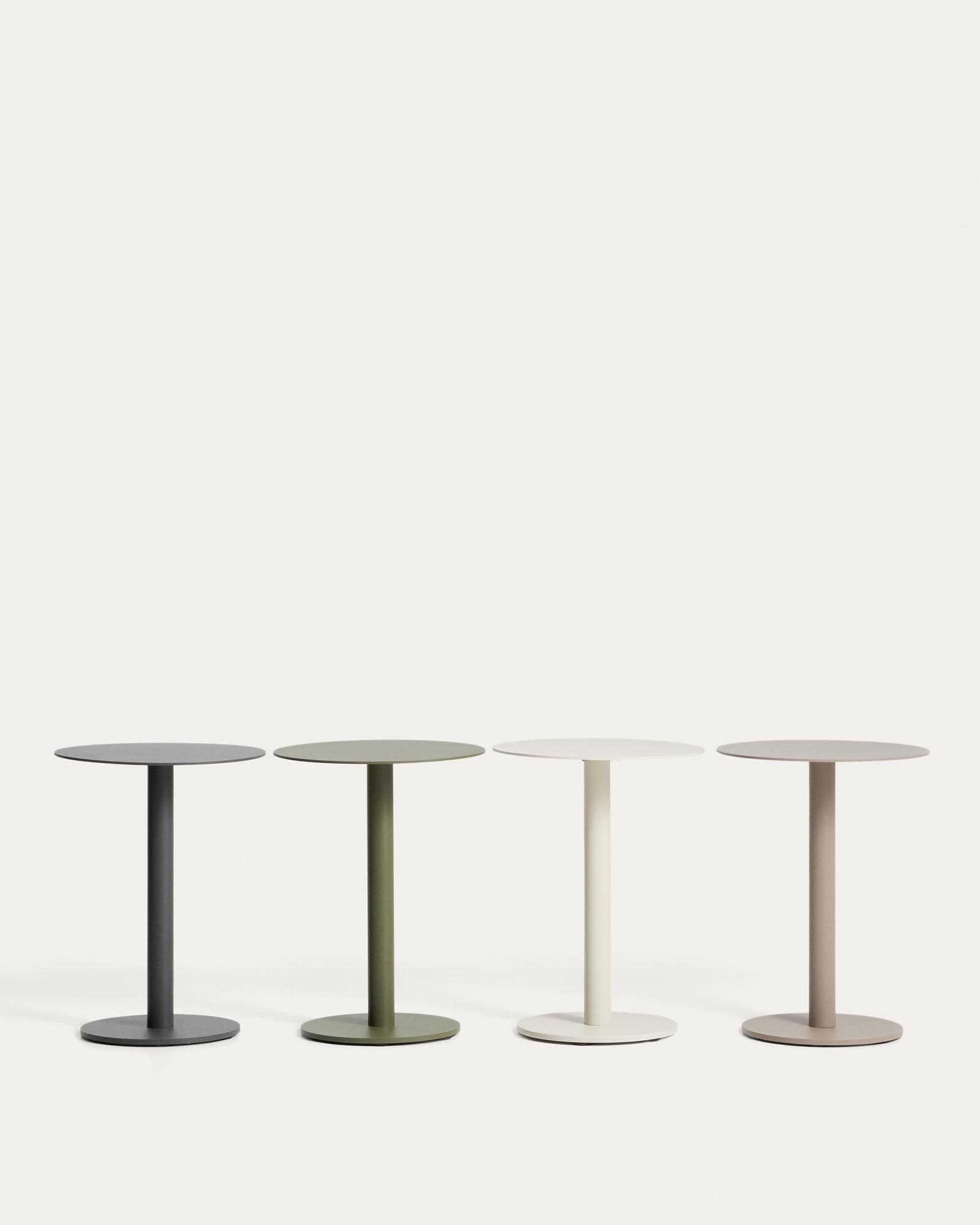 Eleganter Outdoor-Beistelltisch Asinara aus robustem graphitgrauem Aluminium, Ø 40 cm, ideal für stilvolle Terrassen und Gärten.