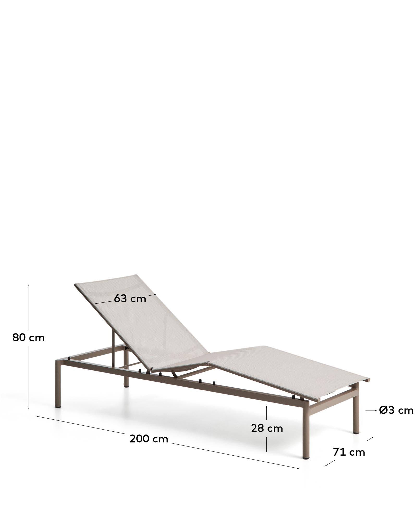 Elegante stapelbare Sonnenliege Lesina in taupe und ecru, ideal für entspannte Stunden im Garten oder auf der Terrasse.