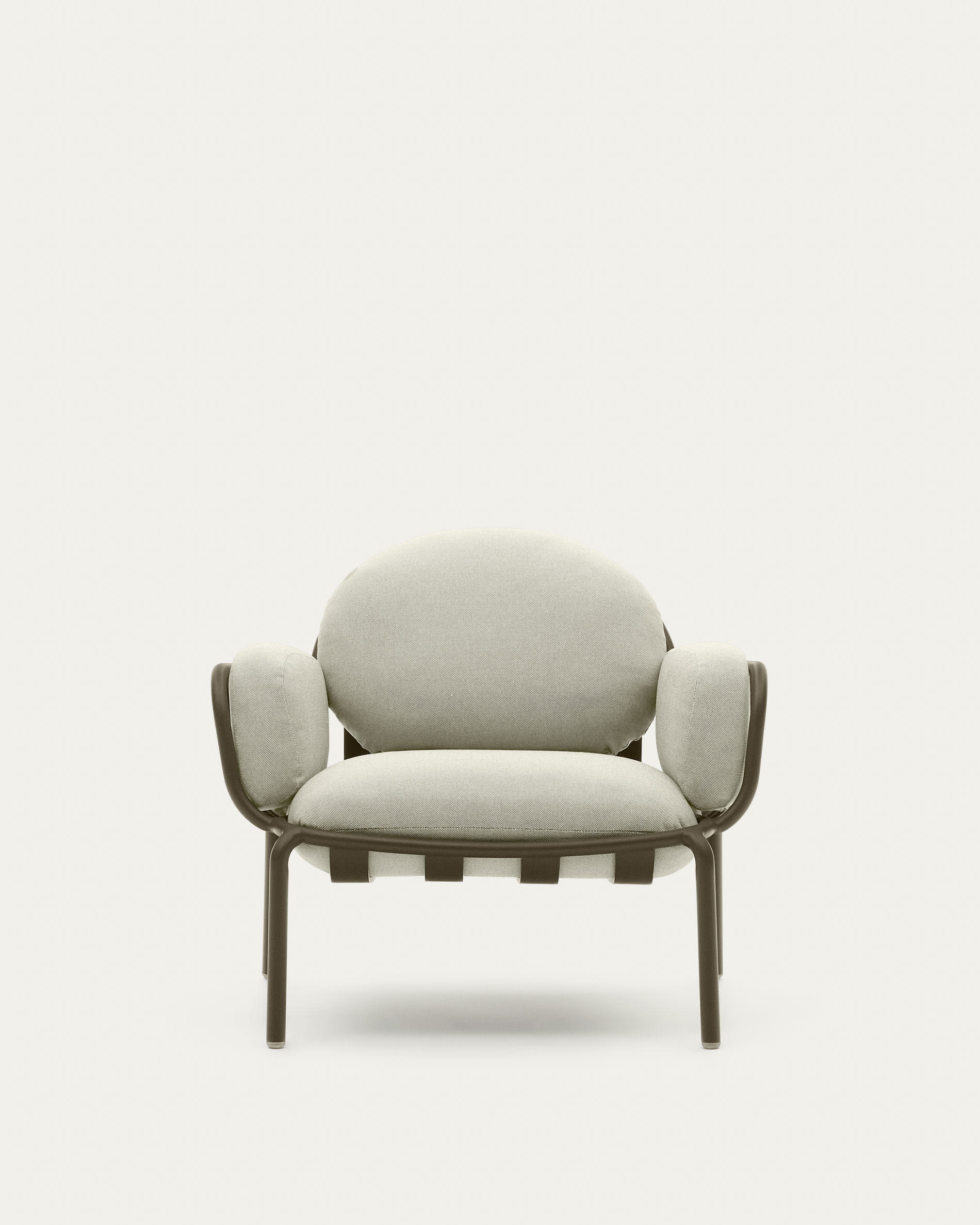 Eleganter Joncols Gartensessel aus grünem Aluminium von Kave Home.