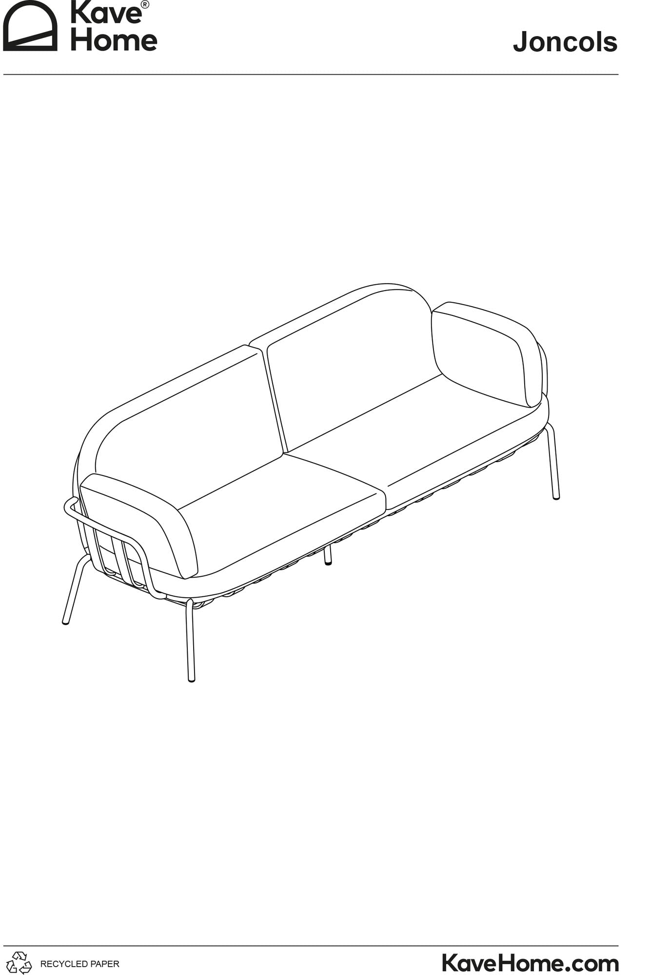 Erleben Sie das stilvolle 2-Sitzer-Outdoor-Sofa Joncols von Kave Home. Beige Polster, robustes Aluminium, ideal für entspannte Stunden im Freien.