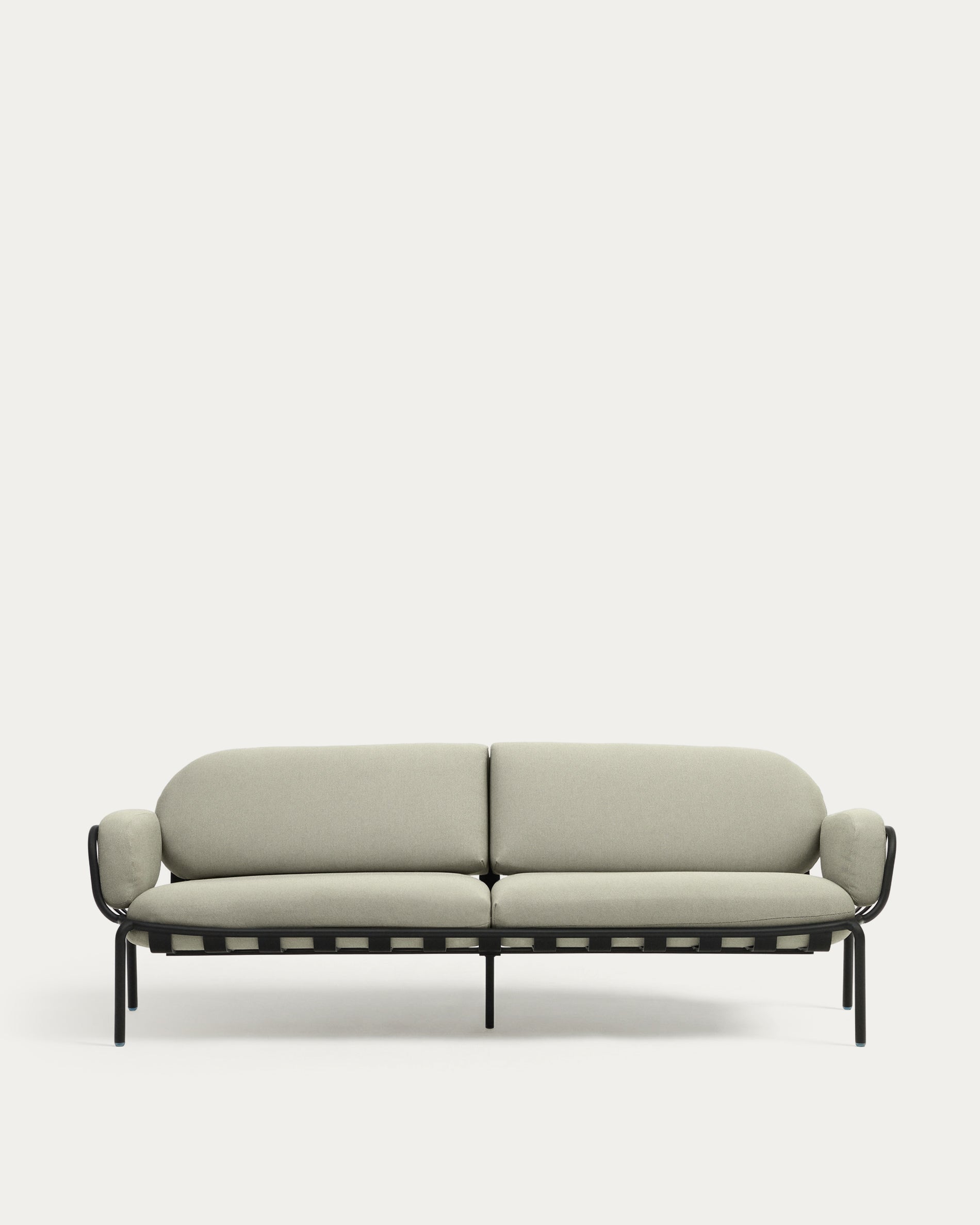 3-Sitzer-Outdoor-Sofa Joncols mit Bezug in Beige aus Aluminium mit grau lackiertem Finish 225 cm in Grau präsentiert im Onlineshop von KAQTU Design AG. Loungesofa ist von Kave Home
