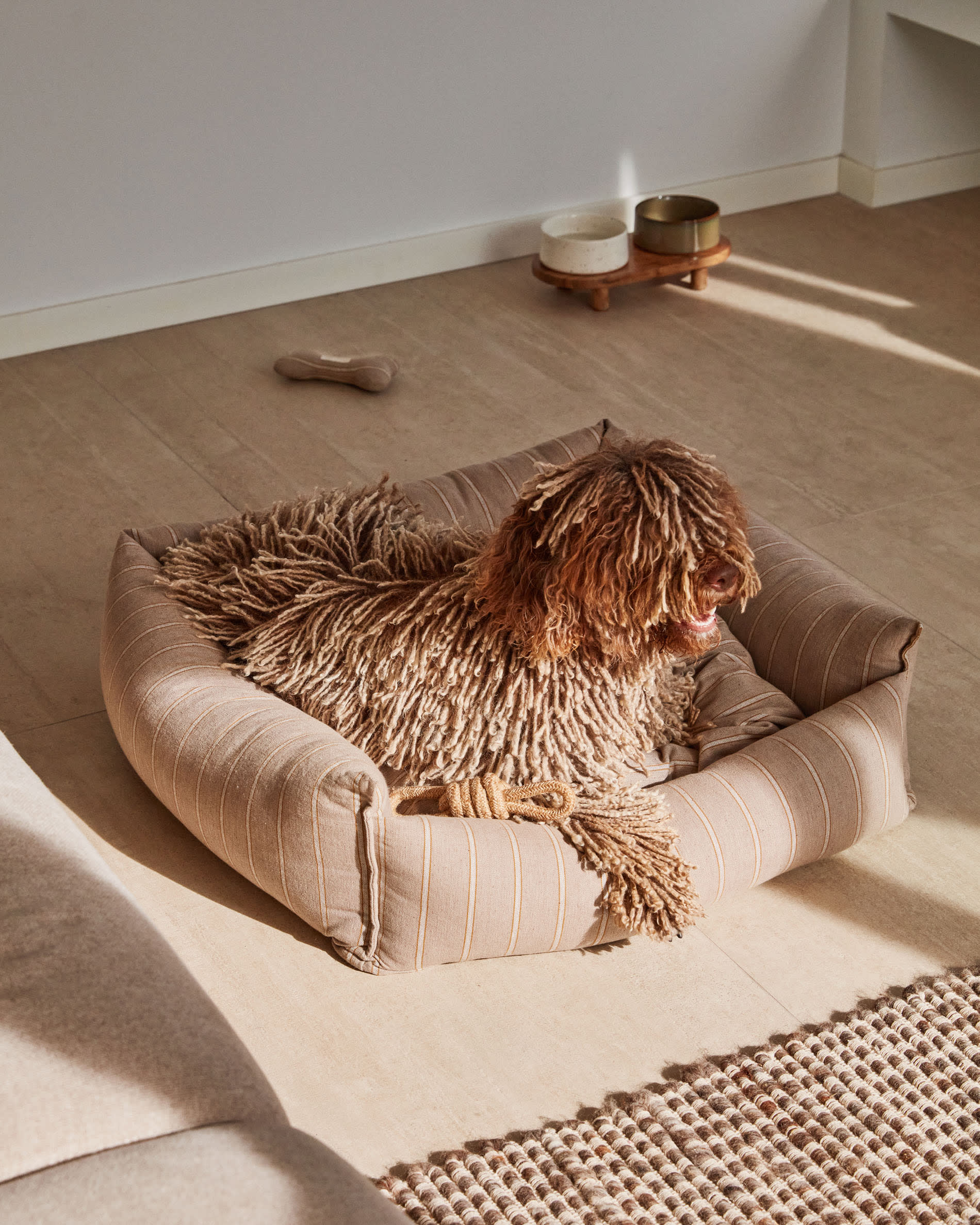 Erlebe das Dumbi Set mit 2 stilvollen, weißen Keramiknäpfen (Ø 14 cm) von Kave Home – ideal für die Bedürfnisse kleiner bis mittelgroßer Haustiere!