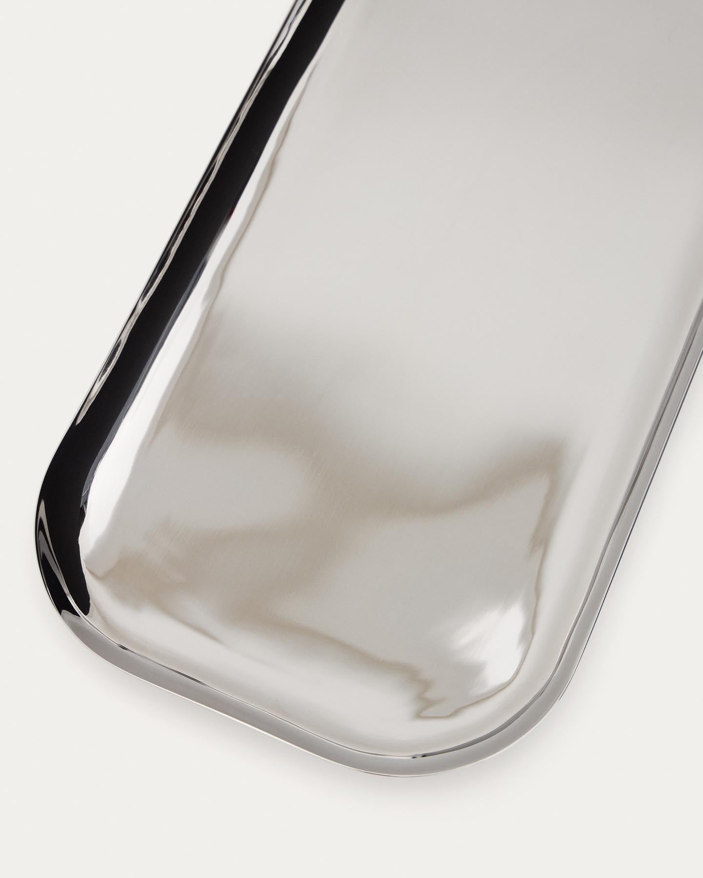 Set Nirela aus 2 Edelstahl-Tabletts in Silber präsentiert im Onlineshop von KAQTU Design AG. Tablett ist von Kave Home