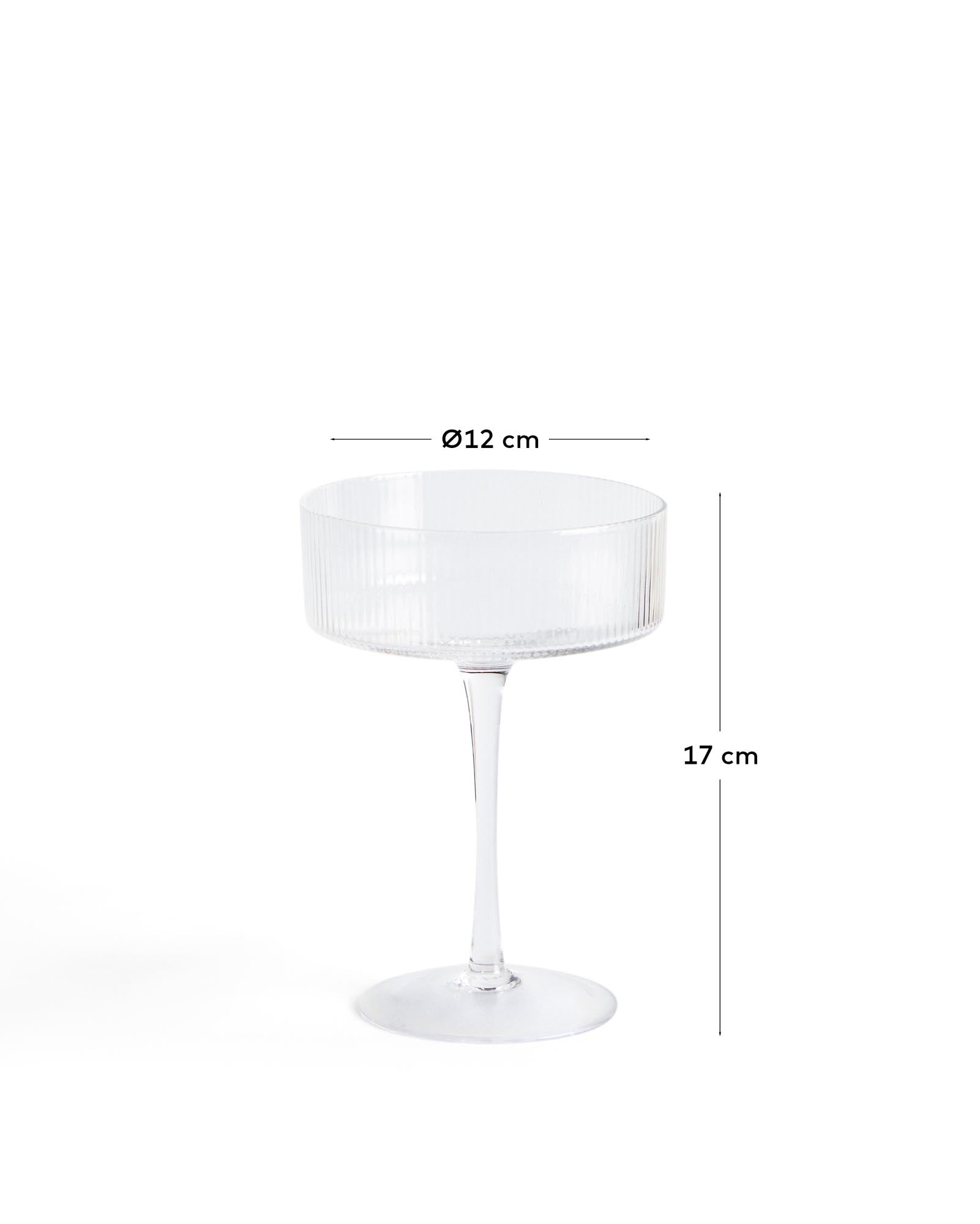 Schickes Cocktailglas Eluria von Kave Home, 31,5 cl, aus klarem Glas, perfekt für kreative Cocktails und festliche Anlässe.