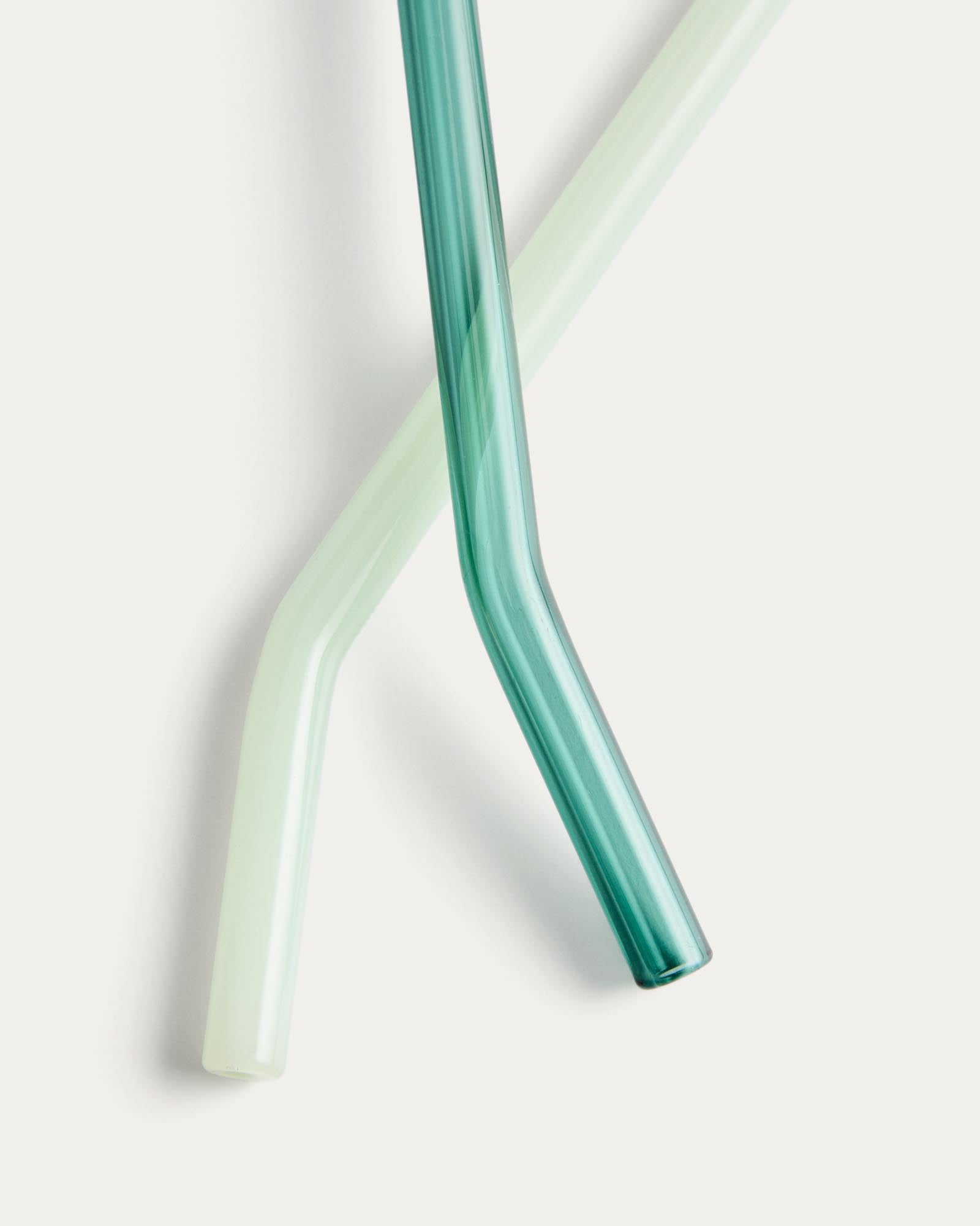 Set aus 6 hochwertigen Glas-Trinkhalmen in elegantem Design, 10,5 cm lang, perfekt für umweltfreundliches Trinken und stilvolle Anlässe.