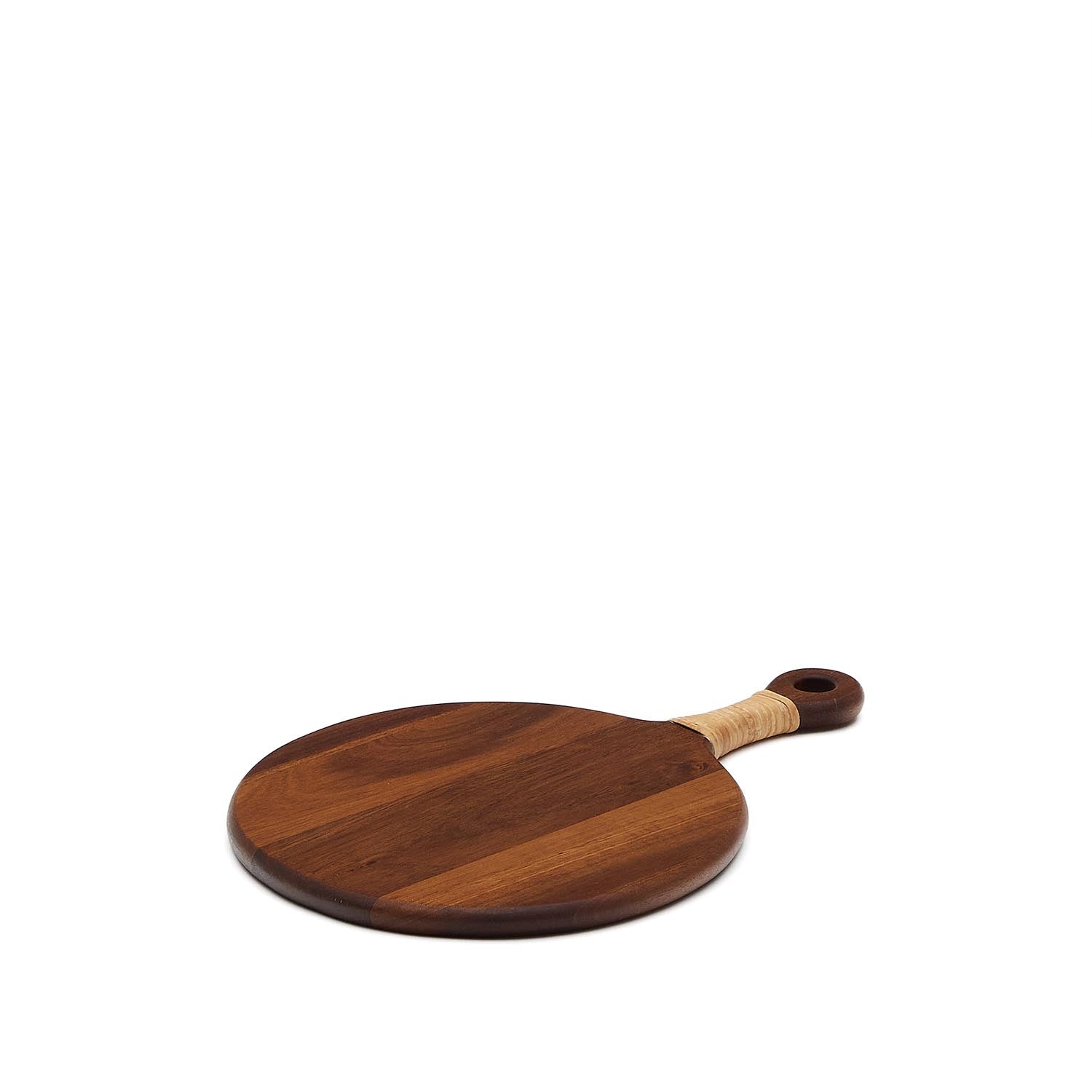 Sardis runde Servierplatte klein aus FSC 100% Akazienholz und Rattan in Braun präsentiert im Onlineshop von KAQTU Design AG. Tablett ist von Kave Home