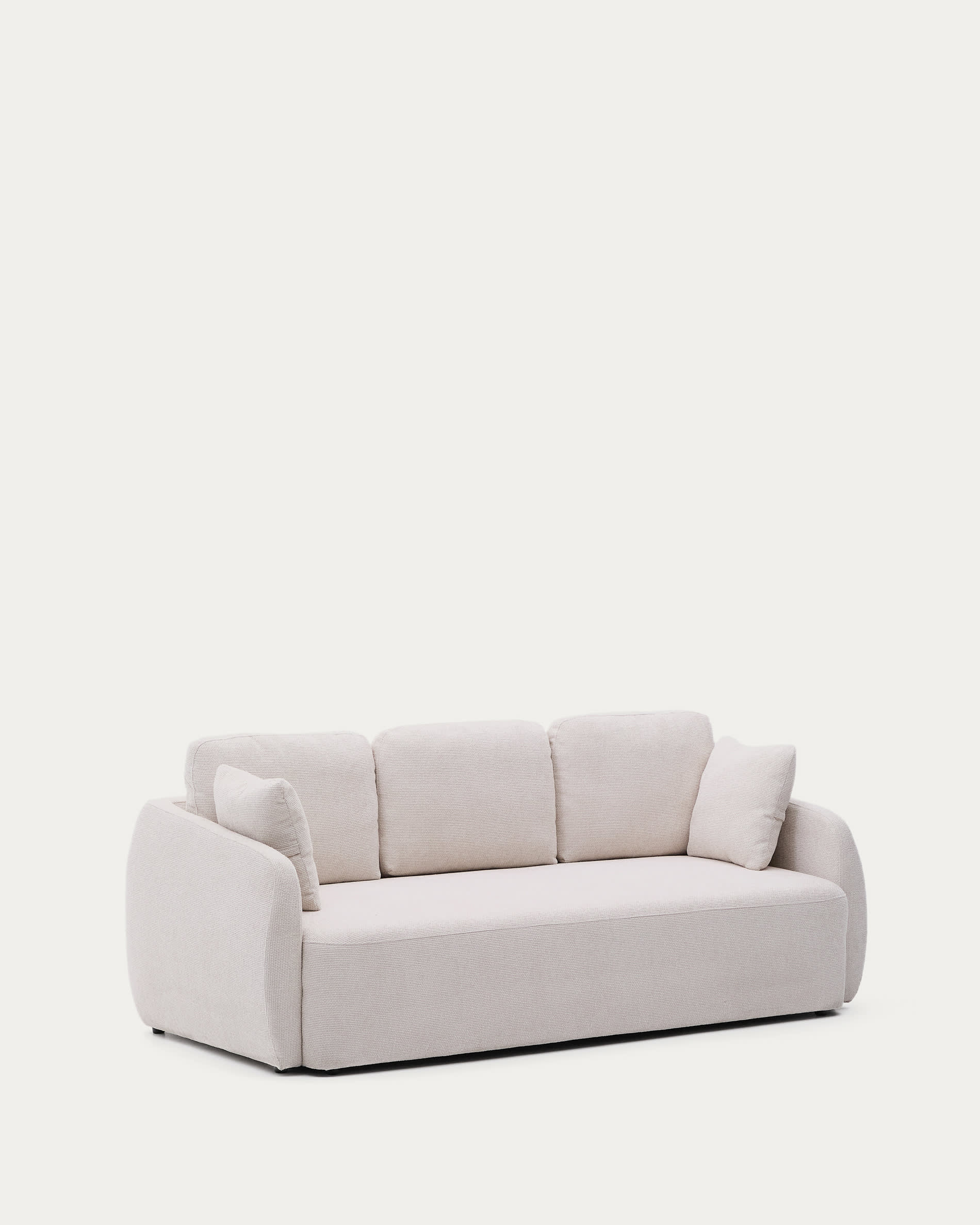 Stilvolles Schlafsofa Laira, 3-Sitzer, 225 cm, Chenille ecru, FSC-zertifiziert, von Kave Home, ideal für modernes Wohnen.