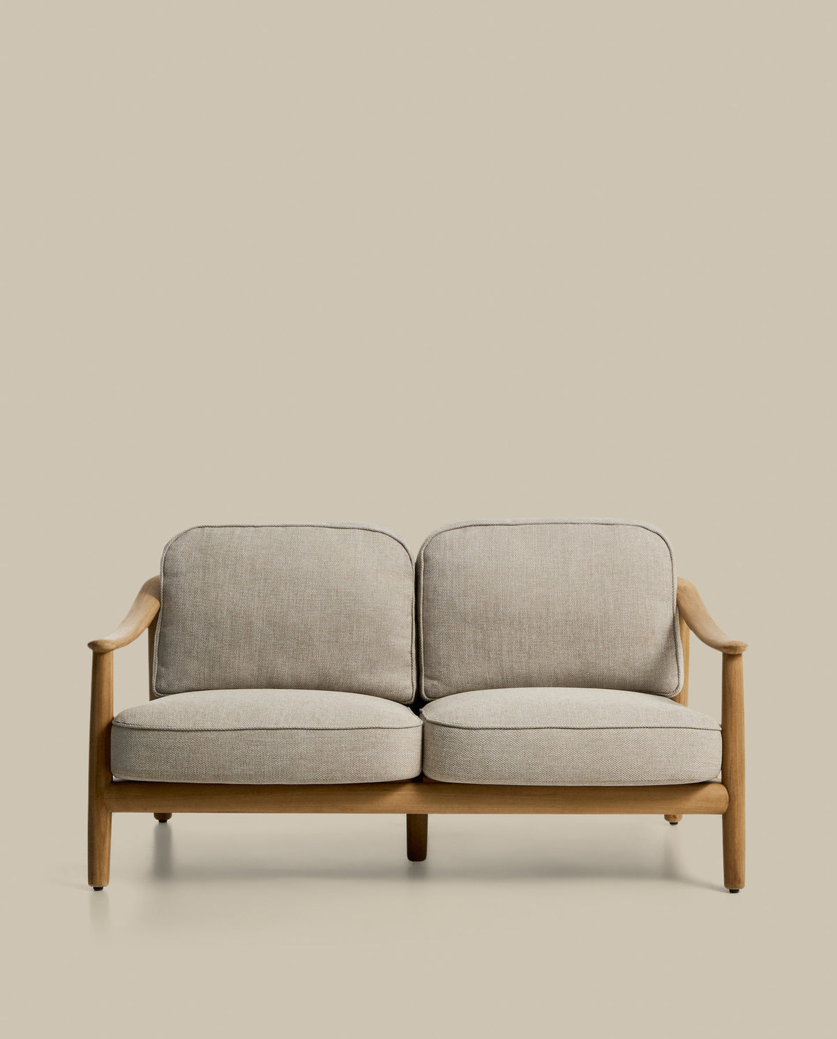 2-Sitzer Outdoor-Sofa Elunda aus massivem Teakholz, FSC 100 %, 149 cm in Beige, Natur, Hellgrau präsentiert im Onlineshop von KAQTU Design AG. Lounge Sofa ist von Kave Home