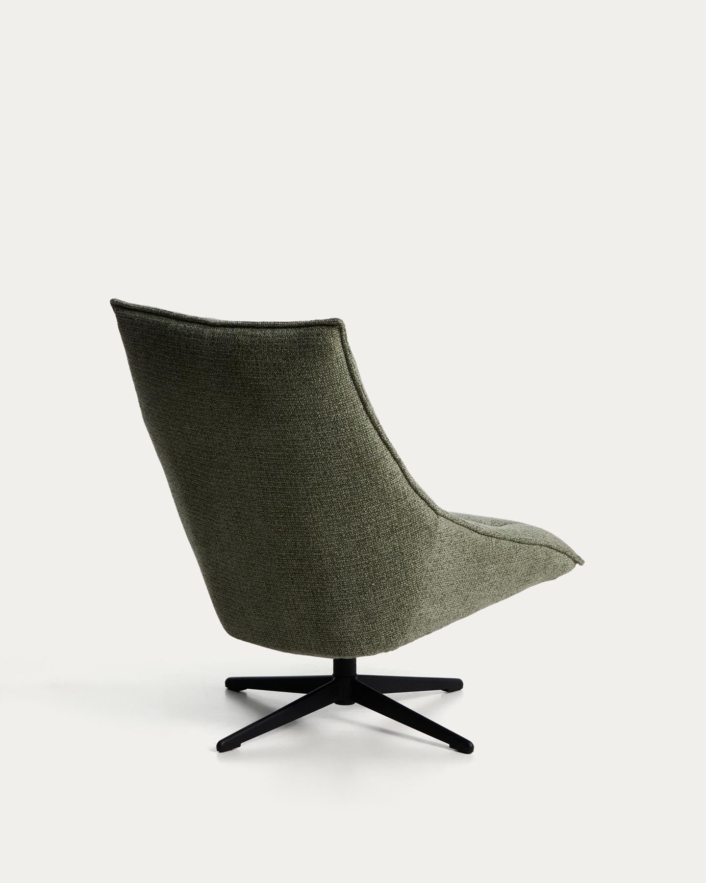 Drehsessel Dirala mit grüner Chenille und schwarz lackiertem Stahl, FSC 100 % in Hellgrün präsentiert im Onlineshop von KAQTU Design AG. Drehsessel ist von Kave Home