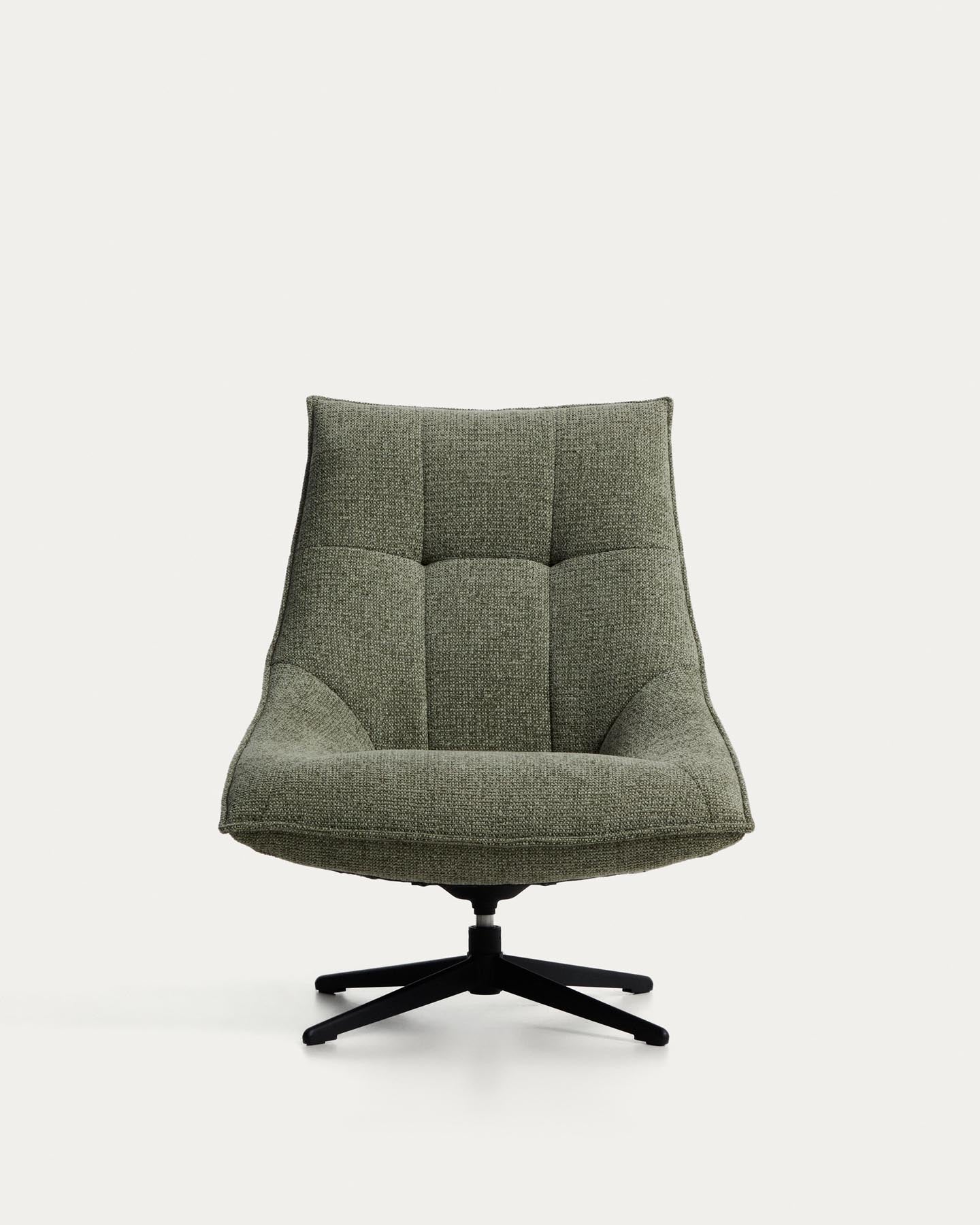 Drehsessel Dirala mit grüner Chenille und schwarz lackiertem Stahl, FSC 100 % in Hellgrün präsentiert im Onlineshop von KAQTU Design AG. Drehsessel ist von Kave Home