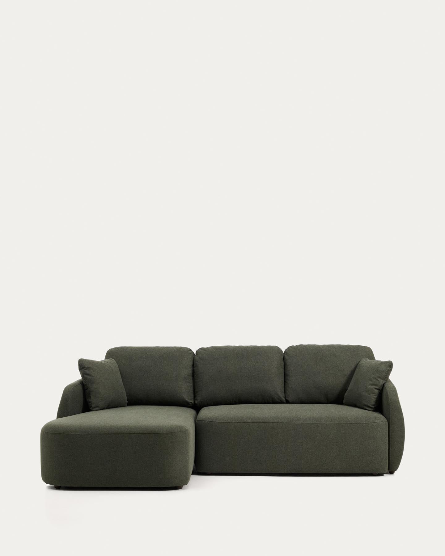 3-Sitzer-Bettsofa Laira in dunkelgrüner Chenille und Chaiselongue links, 246 cm, FSC Mix Credit in Dunkelgrün präsentiert im Onlineshop von KAQTU Design AG. Bettsofa ist von Kave Home