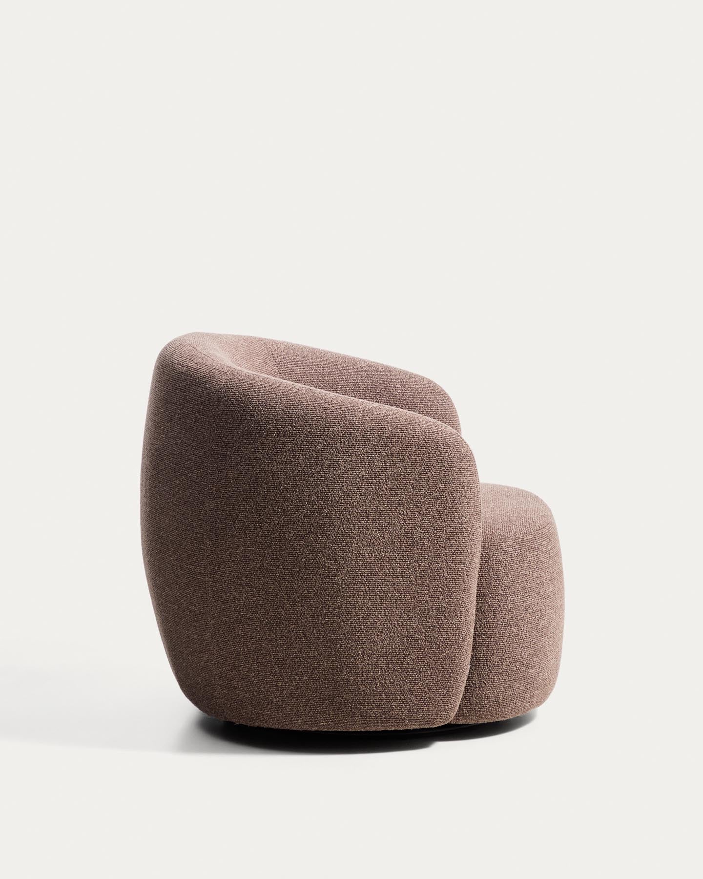 Drehsessel Odenia, schwer entflammbar mit braunem Micro-Bouclé in Dunkelbraun präsentiert im Onlineshop von KAQTU Design AG. Drehsessel ist von Kave Home