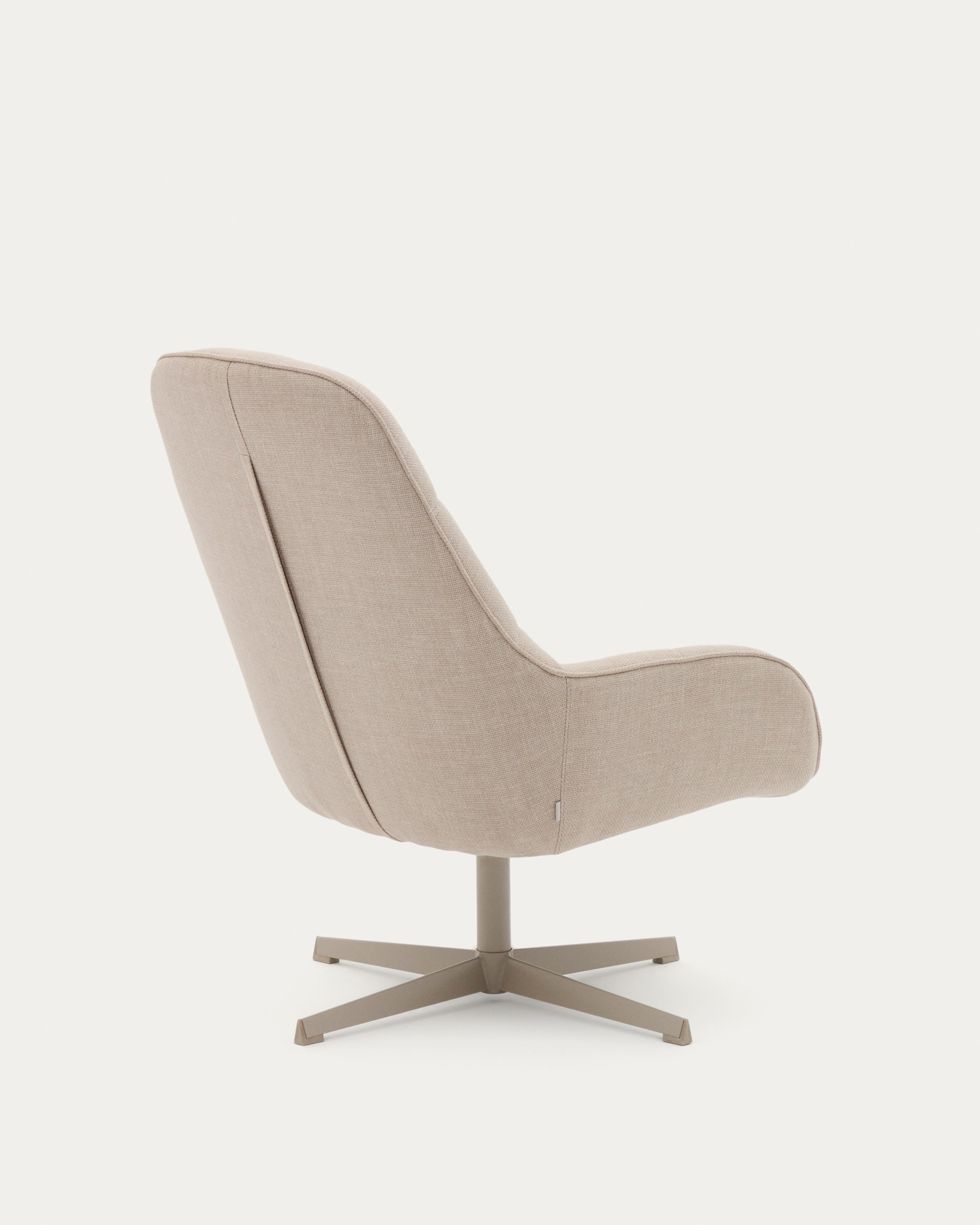 Moderner Drehsessel Jaspe in Beige mit grauer Metallbasis, FSC-zertifiziert, ideal für stilvolle und nachhaltige Einrichtung.