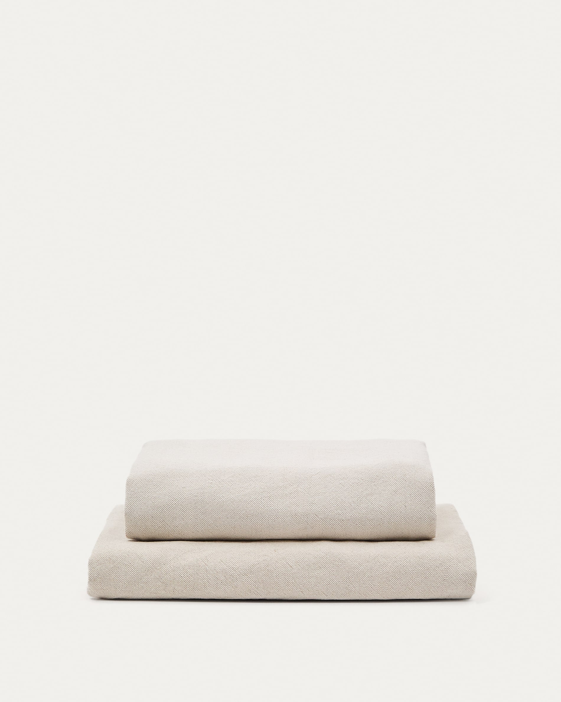 Zenira Fusshockerbezug 90x90 cm: Hochwertige Baumwoll-Leinen-Mischung in Beige. Stilvoll, pflegeleicht, ideal für jeden Wohnraum.