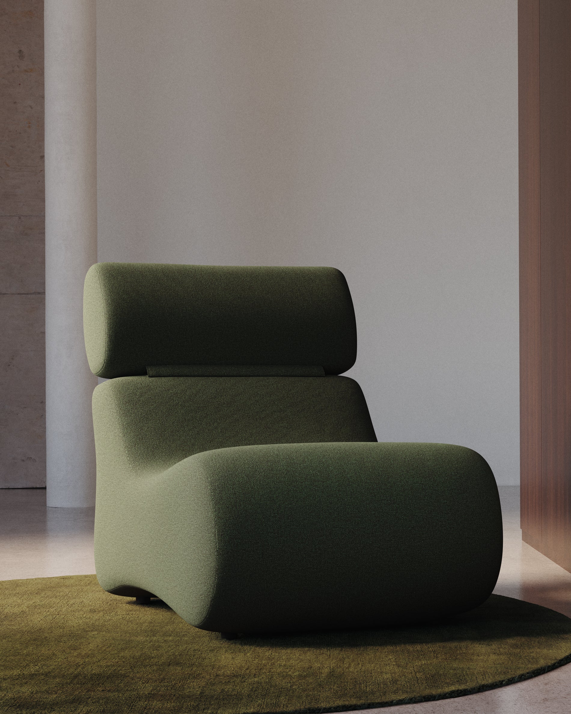 Sessel Club aus dunkelgrünem Bouclé in Dunkelgrün präsentiert im Onlineshop von KAQTU Design AG. Sessel ist von Kave Home