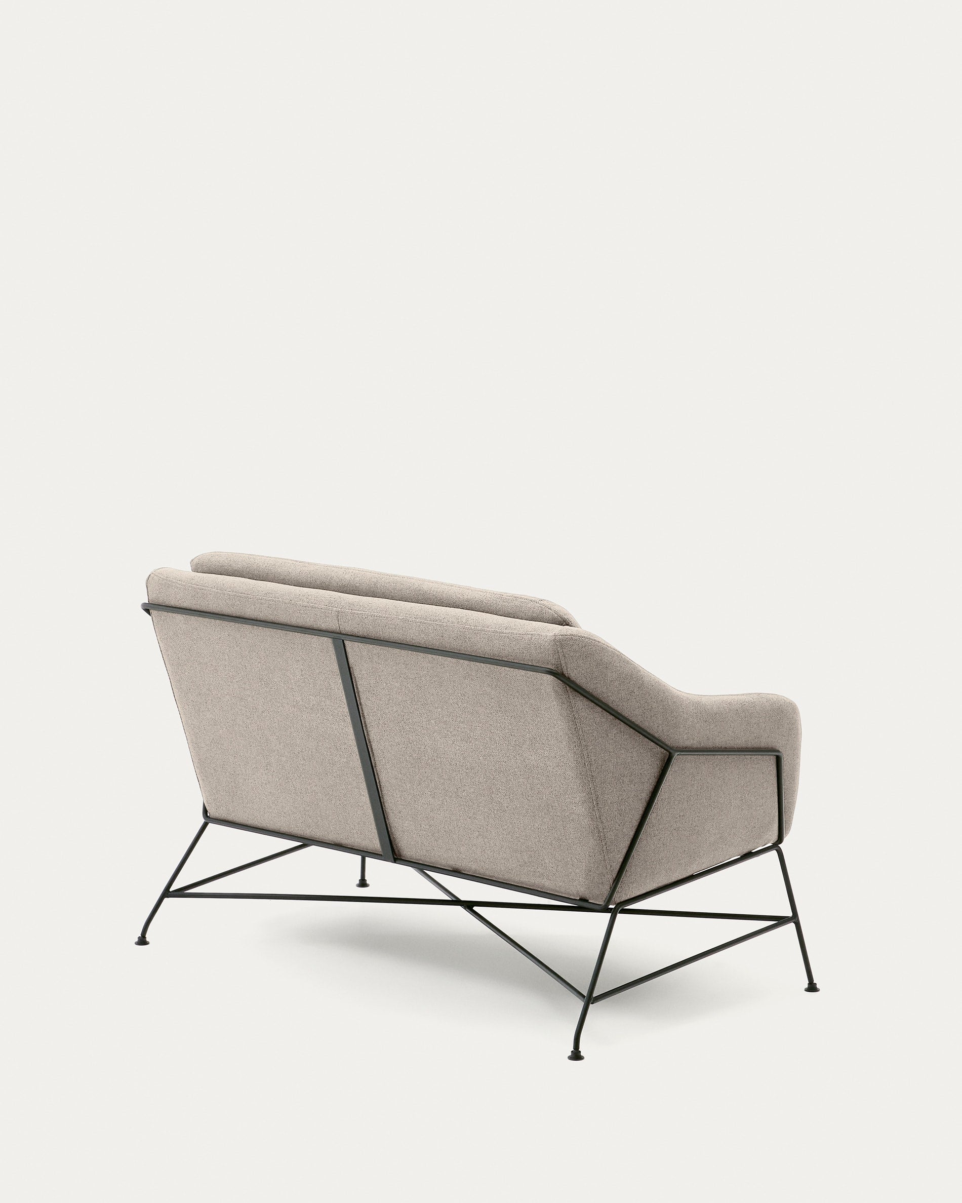 Elegantes Brida 2-Sitzer-Sofa in Beige mit robusten schwarzen Stahlbeinen, 128 cm breit, ideal für modernes Wohnen.
