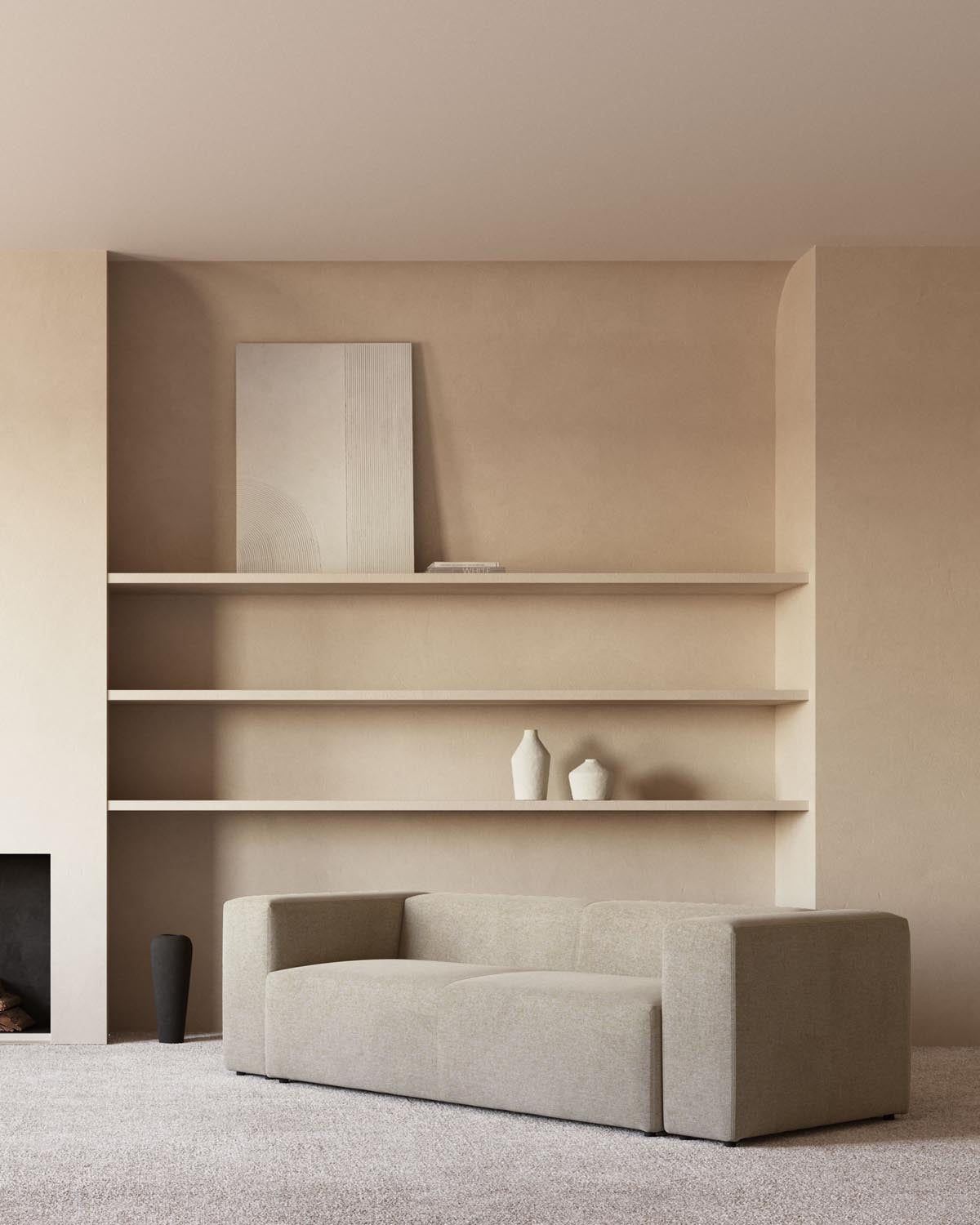 Elegantes Kave Home Blok Sofa, 240 cm, in stilvollem Beige.