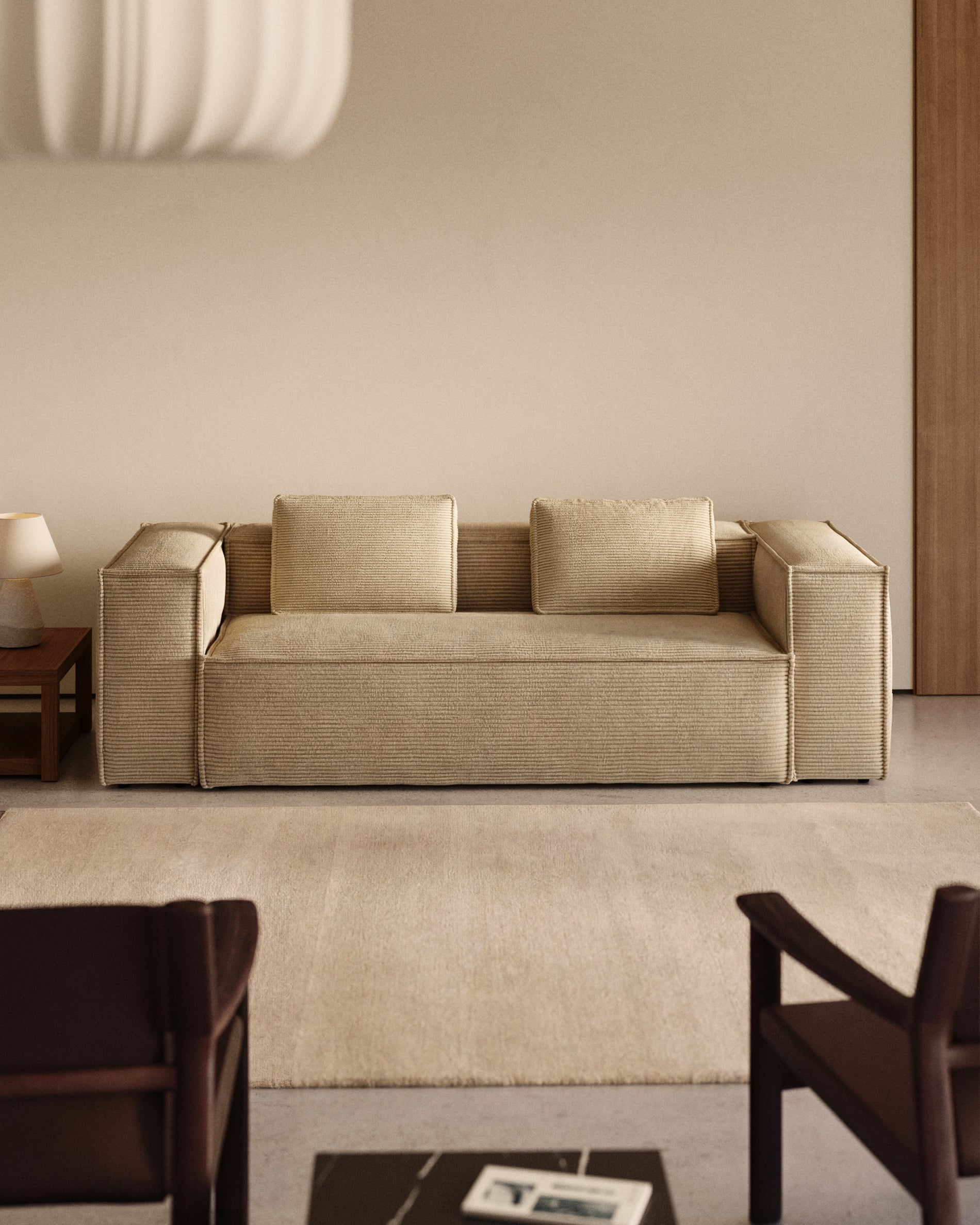 3-Sitzer-Sofa Blok mit dickem Cord in Naturfarbe 240 cm FSC Mix Credit in Ecru präsentiert im Onlineshop von KAQTU Design AG. 3er Sofa ist von Kave Home