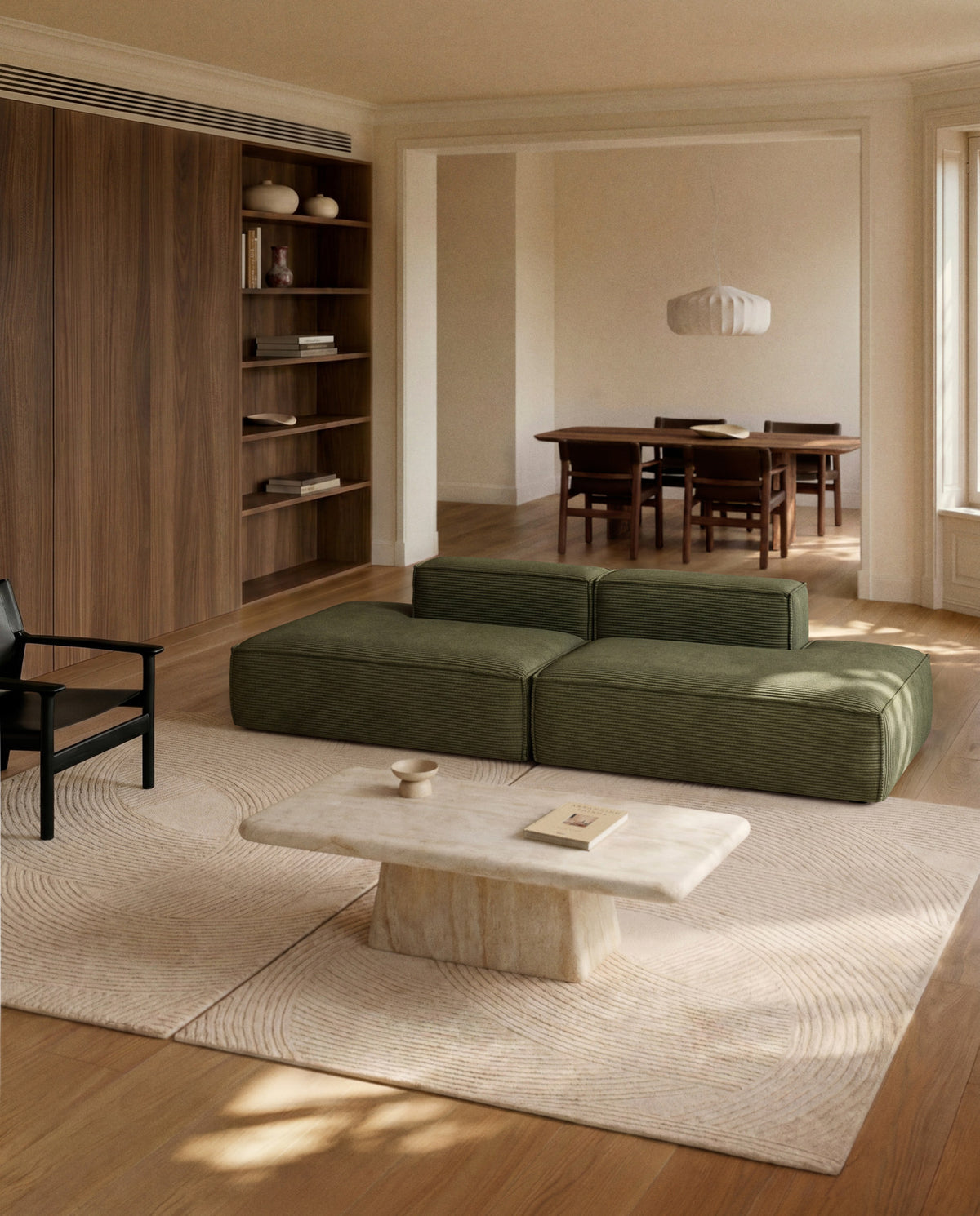3-Sitzer-Sofa Blok in grobem grünem Cord, 290 cm, FSC Mix Credit in Grün präsentiert im Onlineshop von KAQTU Design AG. 3er Sofa ist von Kave Home