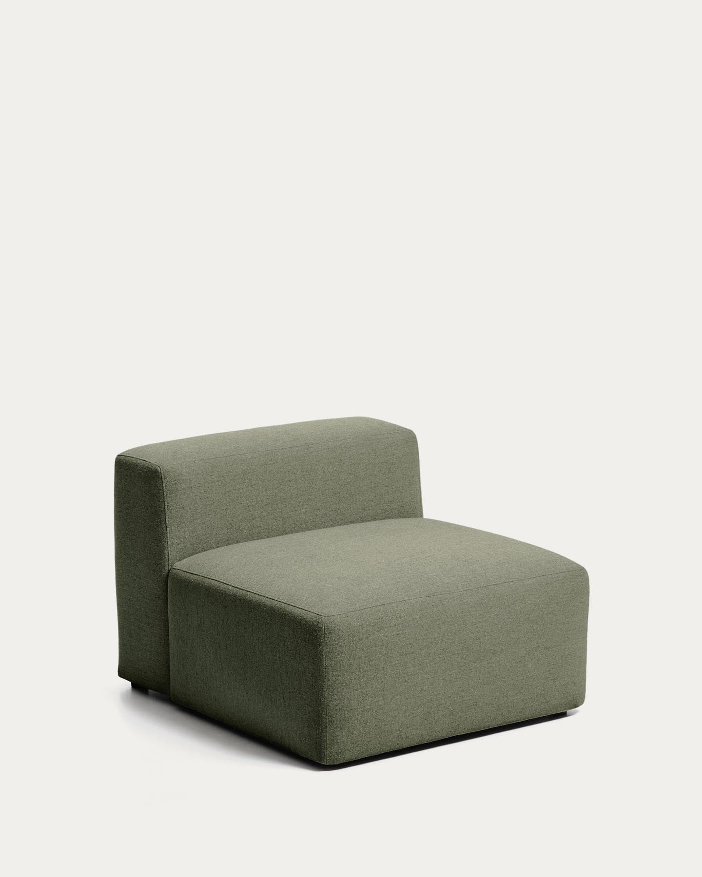 Sessel Blok in moosgrüner Chenille, 90 cm, FSC Mix Credit in Grün präsentiert im Onlineshop von KAQTU Design AG. Pouf ist von Kave Home