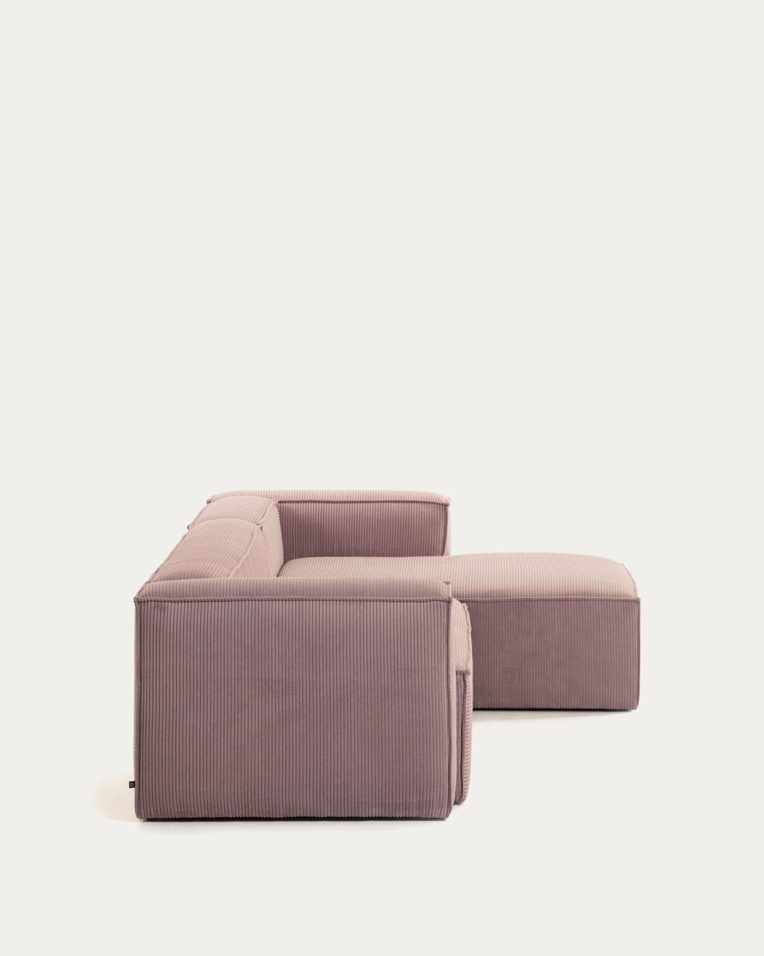 Elegantes 2-Sitzer-Sofa mit rechter Chaiselongue, rosa Cordbezug, 240 cm breit, stilvolles Design von Kave Home.