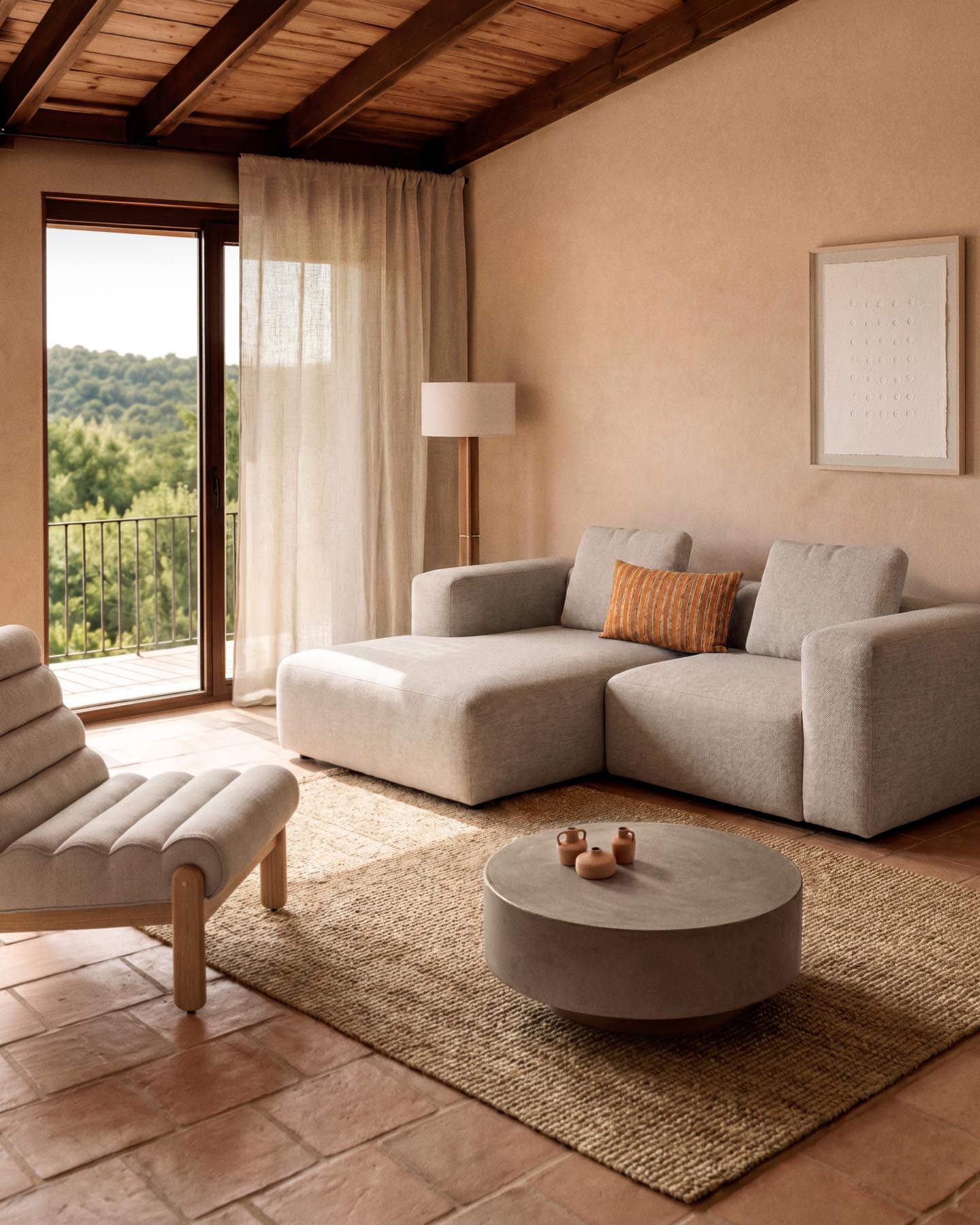 2-Sitzer-Sofa Blok mit Chaiselongue rechts in beiger Chenille, 240 cm, FSC Mix Credit in Beige präsentiert im Onlineshop von KAQTU Design AG. L-Sofa rechts ist von Kave Home