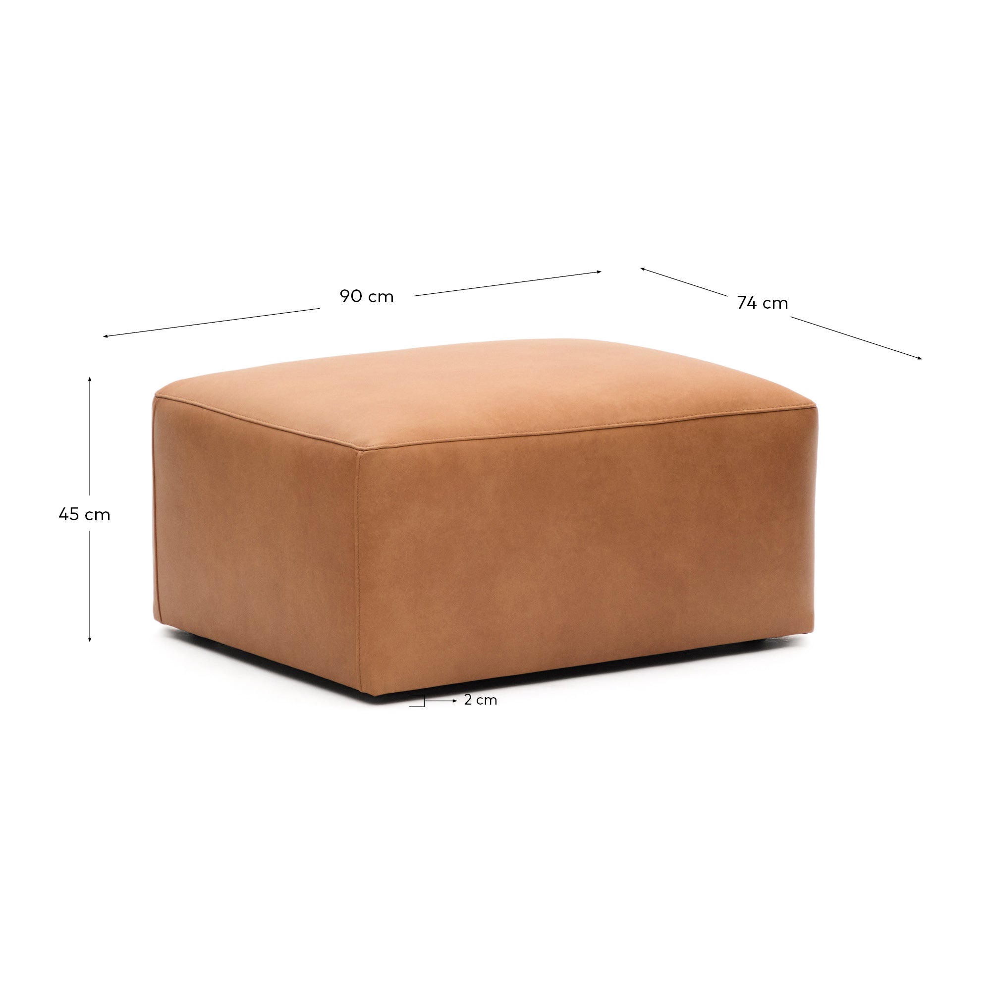 Fußstütze Blok aus braunem Leder 90 x 74 cm in Braun präsentiert im Onlineshop von KAQTU Design AG. Modulares Sofa ist von Kave Home