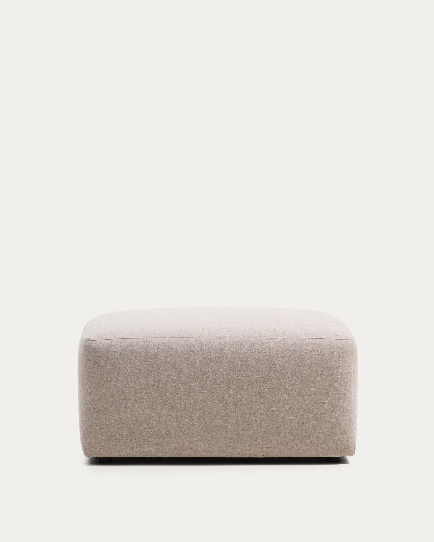 Fussablage Blok in beiger Chenille, 90 x 74 cm, FSC Mix Credit in Beige präsentiert im Onlineshop von KAQTU Design AG. Pouf ist von Kave Home