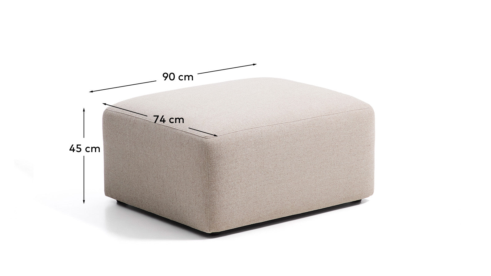 Fussablage Blok in beiger Chenille, 90 x 74 cm, FSC Mix Credit in Beige präsentiert im Onlineshop von KAQTU Design AG. Pouf ist von Kave Home