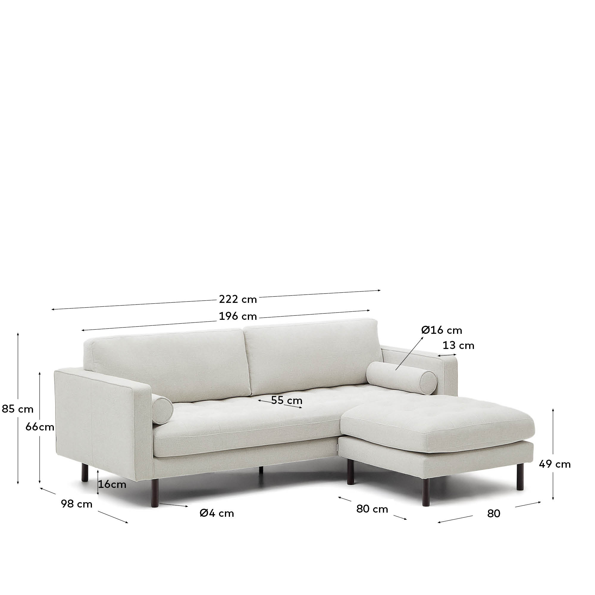 Elegantes 3-Sitzer-Sofa mit Fussablage in perlfarbener Chenille, ideal für stilvolle Entspannung und gesellige Momente.