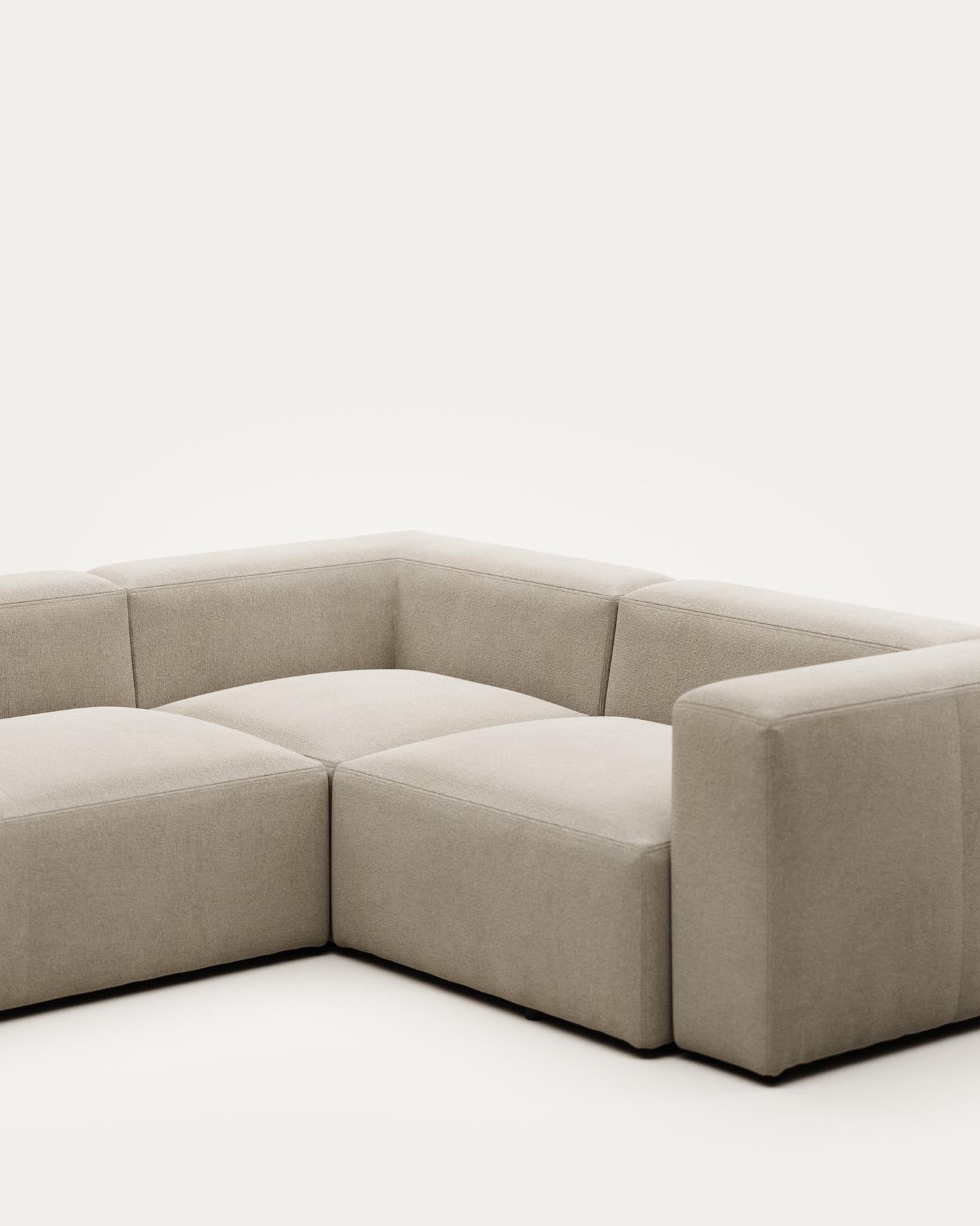 4-Sitzer-Ecksofa Blok, schwer entflammbar mit beiger Chenille, 320 x 230 cm / 230 x 320 cm in Beige präsentiert im Onlineshop von KAQTU Design AG. Ecksofa ist von Kave Home