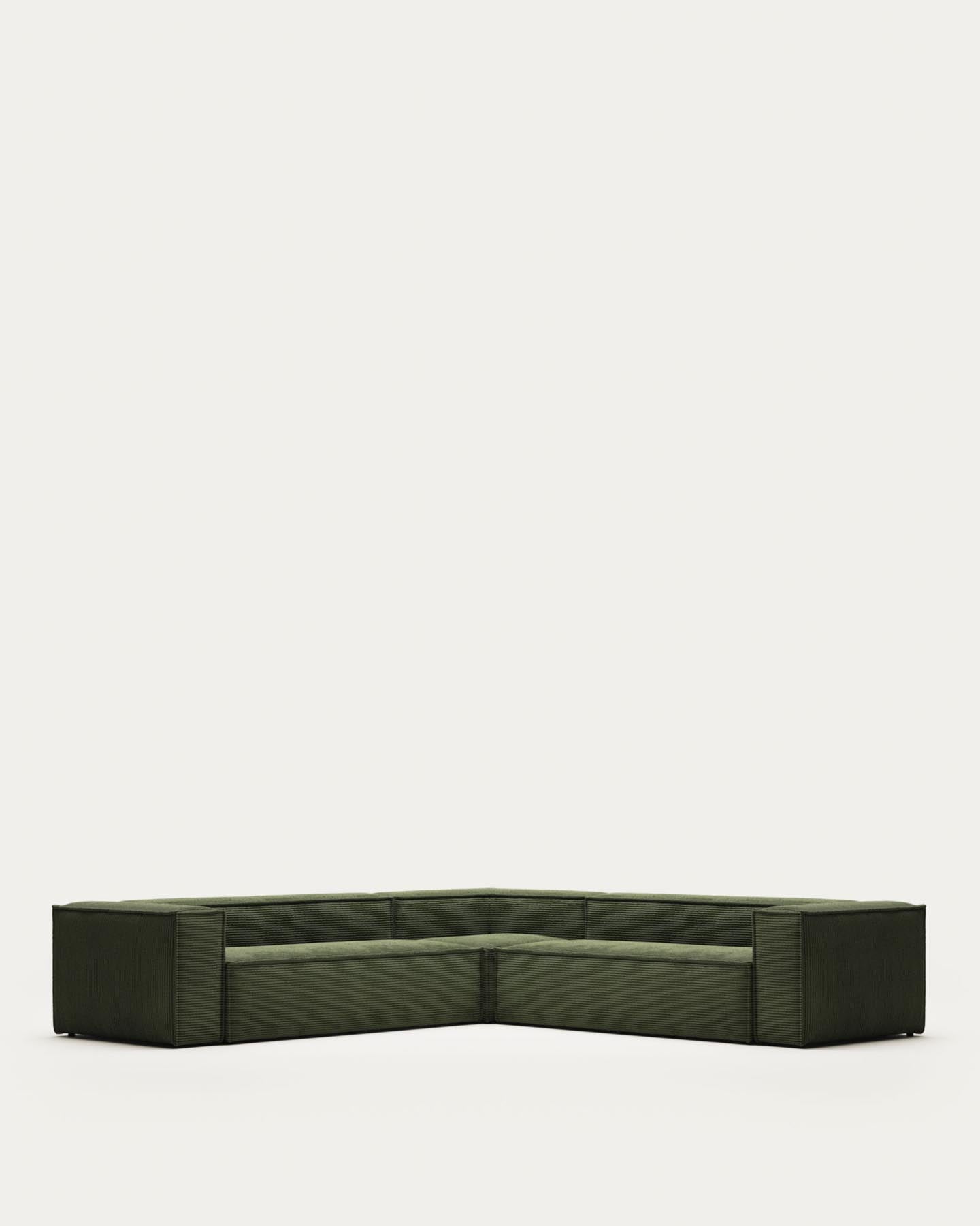 Blok 6-Sitzer-Ecksofa breiter Cord in Grün 320 x 320 FR in Grün präsentiert im Onlineshop von KAQTU Design AG. Ecksofa ist von Kave Home