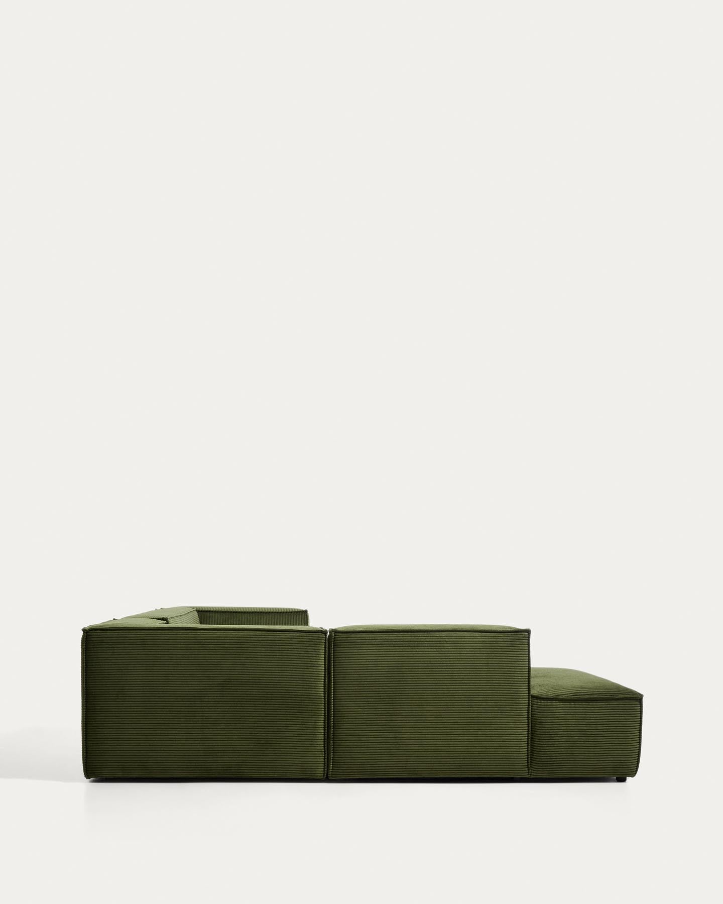 5-Sitzer-Ecksofa Blok mit Randmodul links in grobem grünem Cord, 255 x 320 cm, FSC Mix Credit in Grün präsentiert im Onlineshop von KAQTU Design AG. L-Sofa links ist von Kave Home