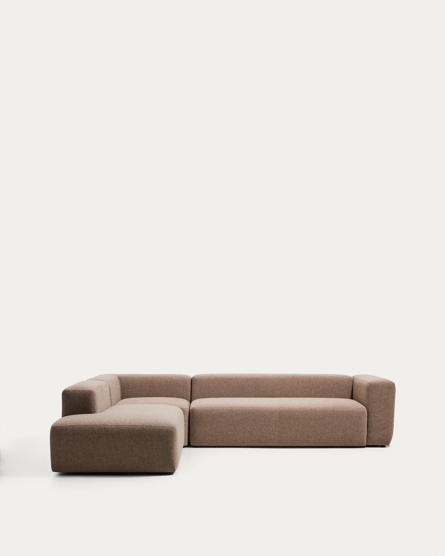 5-Sitzer-Ecksofa Blok mit Randmodul links in brauner Chenille, 255 x 320 cm, FSC Mix Credit in Taupe präsentiert im Onlineshop von KAQTU Design AG. L-Sofa links ist von Kave Home