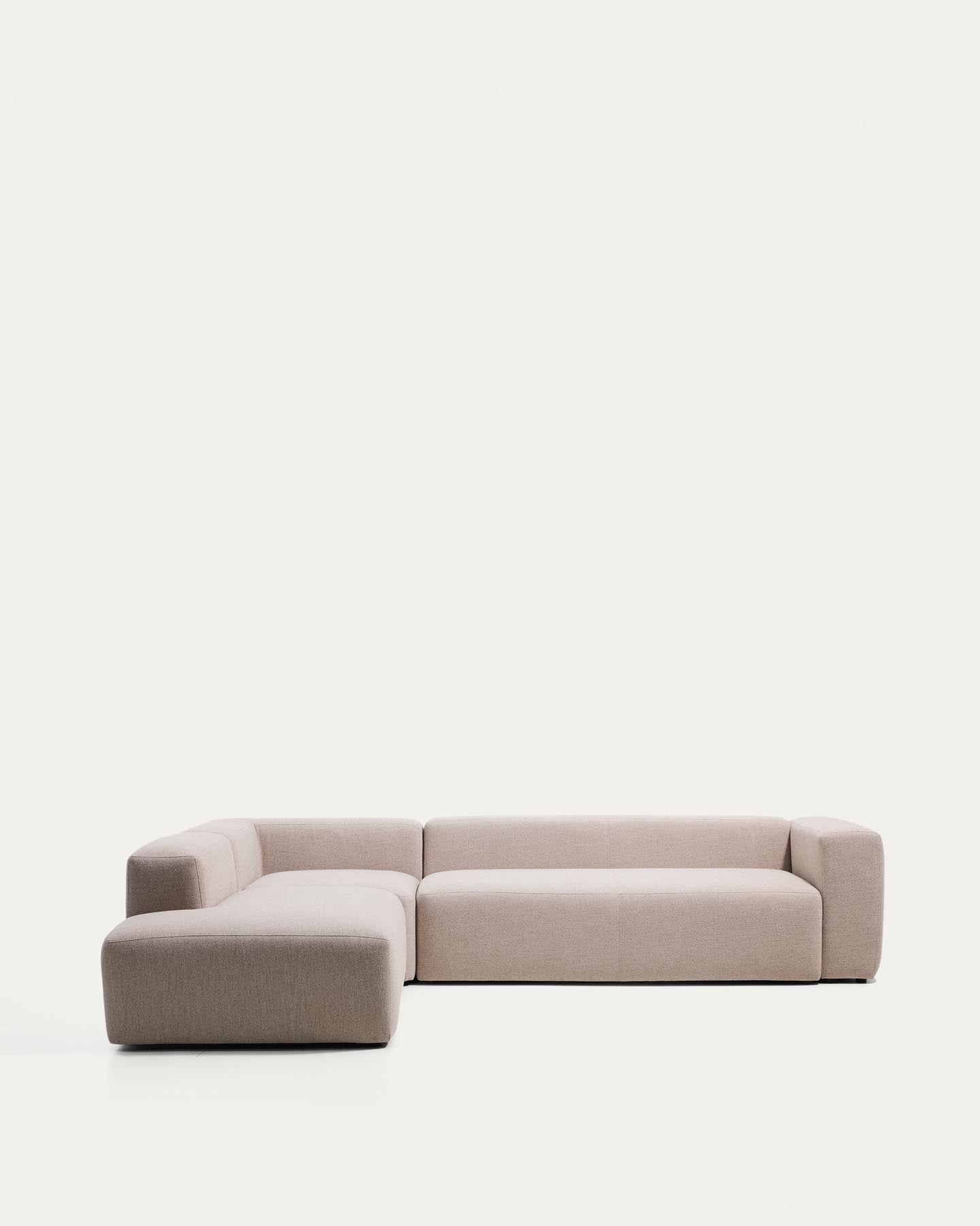 5-Sitzer-Ecksofa Blok mit Randmodul links in beiger Chenille, 255 x 320 cm, FSC Mix Credit in Beige präsentiert im Onlineshop von KAQTU Design AG. L-Sofa links ist von Kave Home