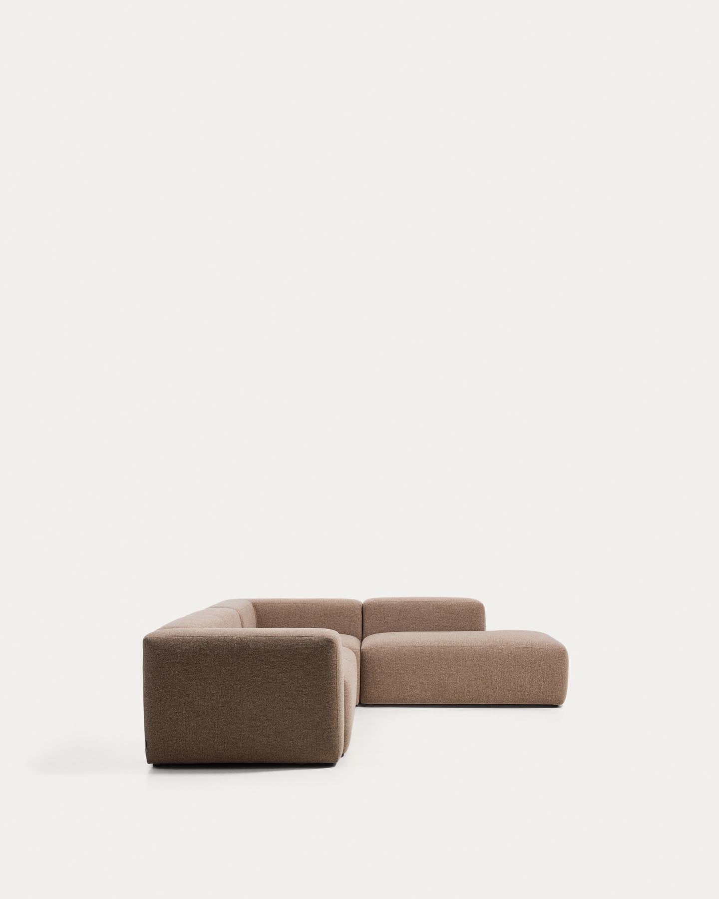 5-Sitzer-Ecksofa Blok mit Randmodul links in brauner Chenille, 320 x 255 cm, FSC Mix Credit in Taupe präsentiert im Onlineshop von KAQTU Design AG. L-Sofa links ist von Kave Home