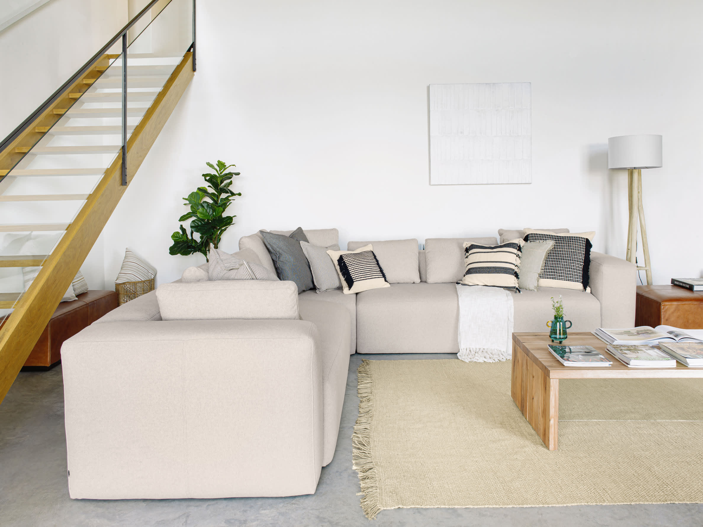 Ecksofa Blok, 4-Sitzer, beige, 290x290 cm, FSC-zertifiziert, modern, nachhaltig, stilvoll, von Kave Home.