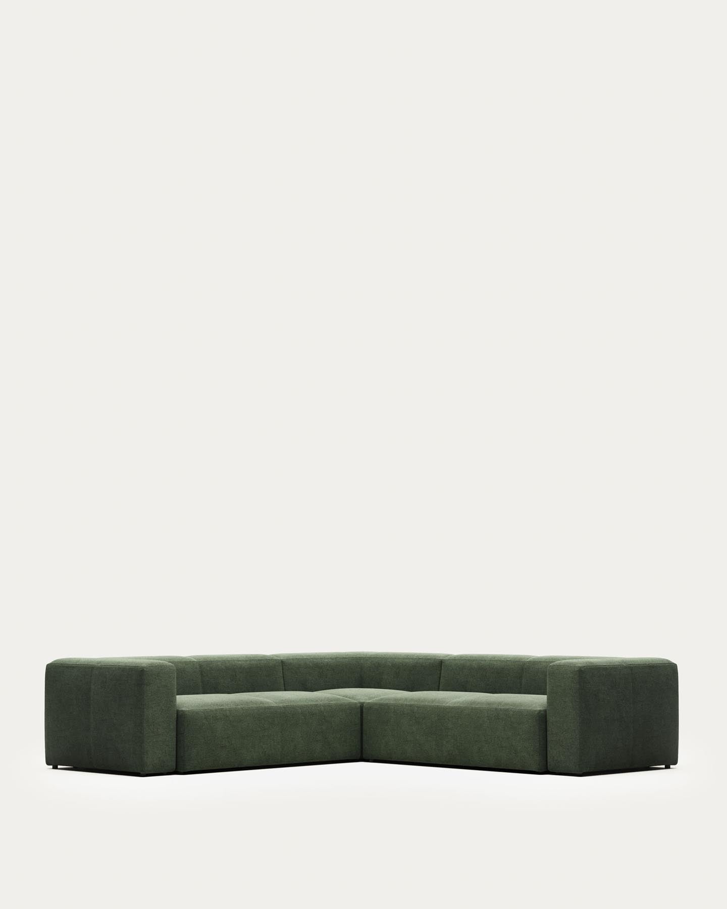 4-Sitzer-Ecksofa Blok, schwer entflammbar mit grüner Chenille, 290 x 290 cm in Grün präsentiert im Onlineshop von KAQTU Design AG. Ecksofa ist von Kave Home