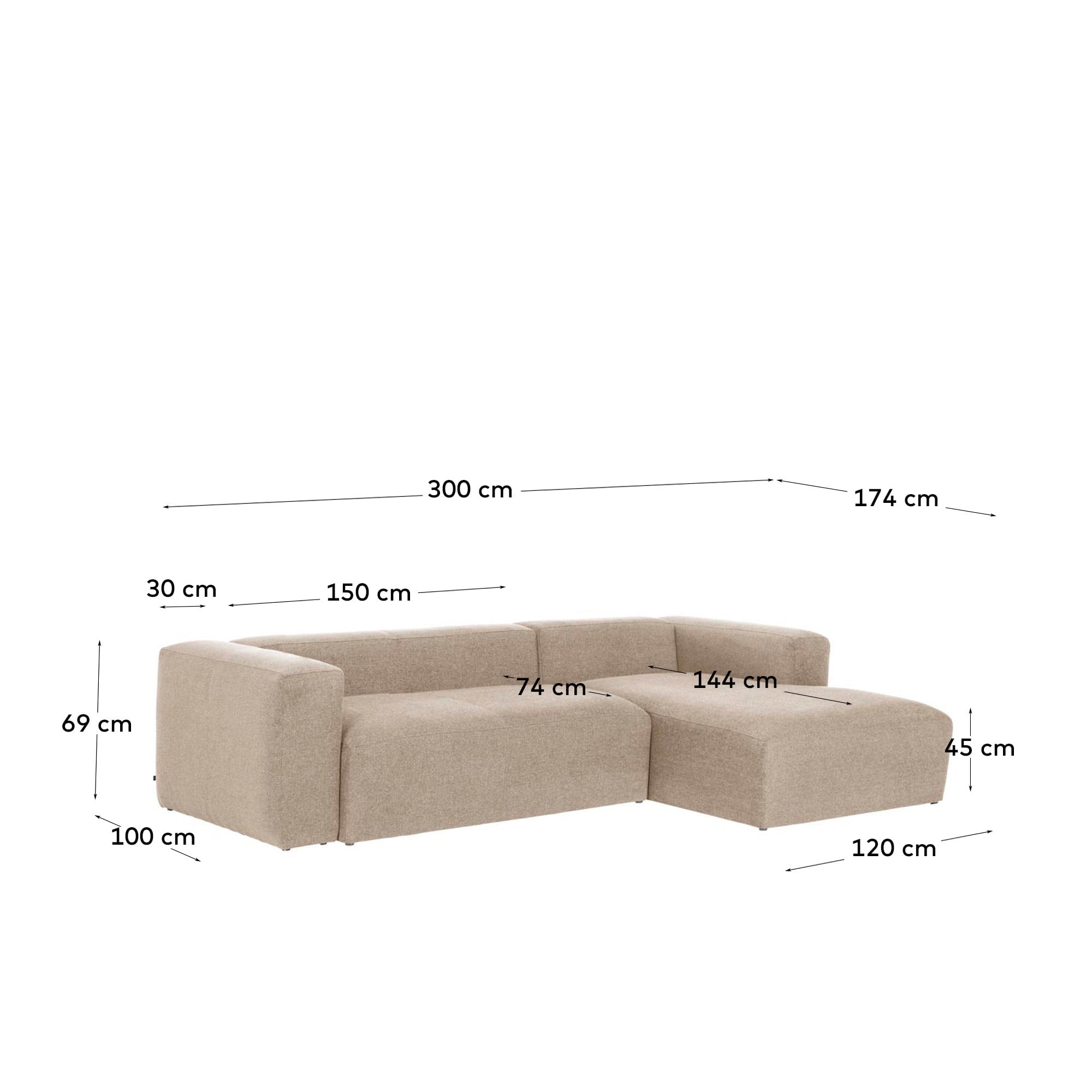 Entdecke das stilvolle Blok 3-Sitzer Sofa in Beige mit rechter Chaiselongue. Hochwertig, nachhaltig und ideal für entspannte Momente!