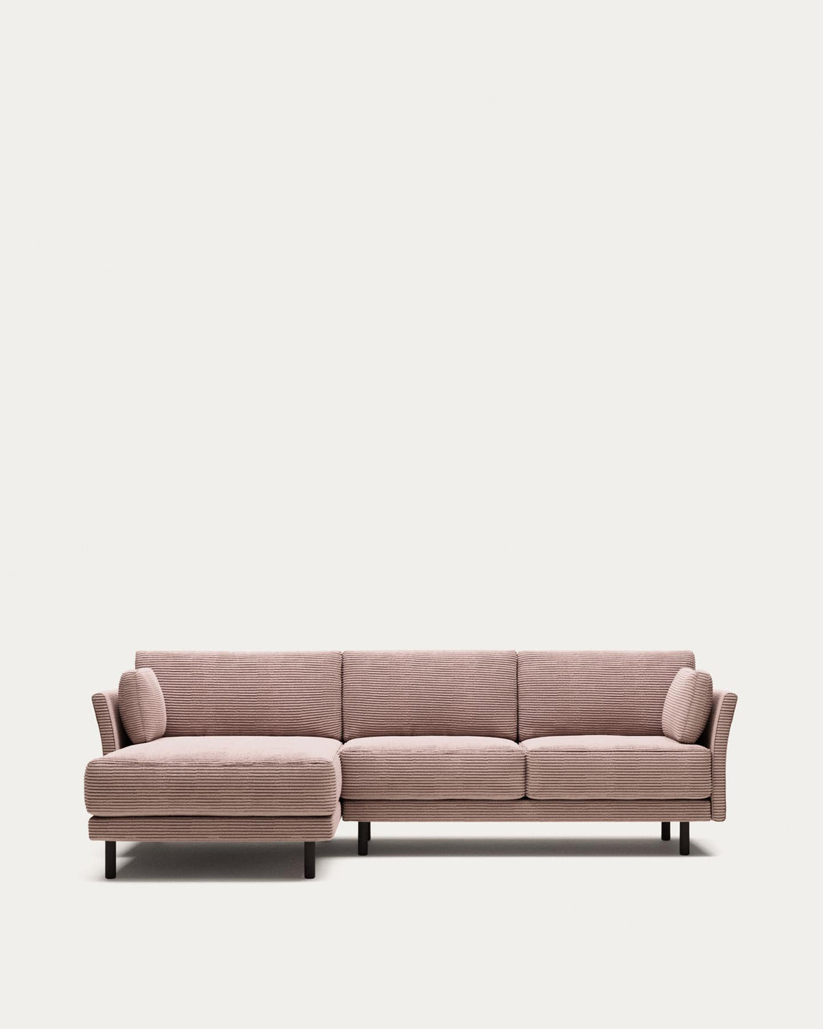 Gilma 3-seater sofa with chaise longue right/left, flame retardant with thick, pink color
