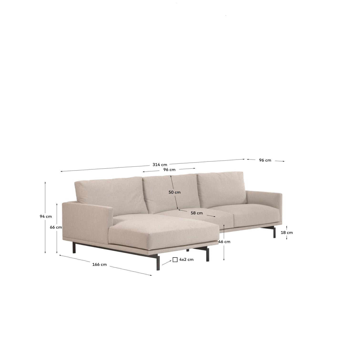 Entdecken Sie das stilvolle Galene 4-Sitzer Sofa in Beige mit linker Chaiselongue. Ideal für entspannte Stunden im modernen Wohnzimmer.