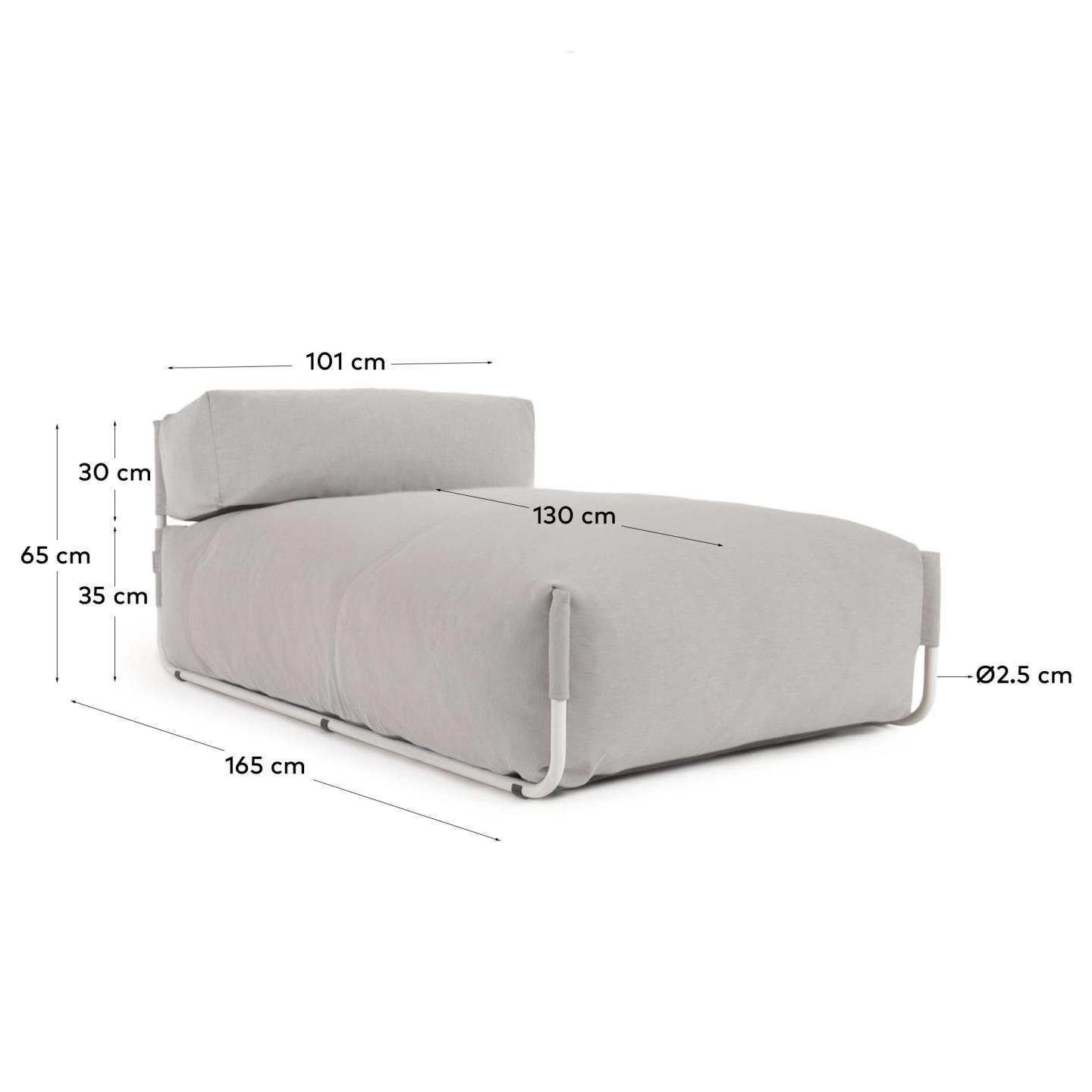 Gestalte deinen Außenbereich stilvoll mit dem Square Pouf Modularsofa longue von Kave Home. Wetterfest, elegant und komfortabel – perfekt für entspannte Stunden im Freien!