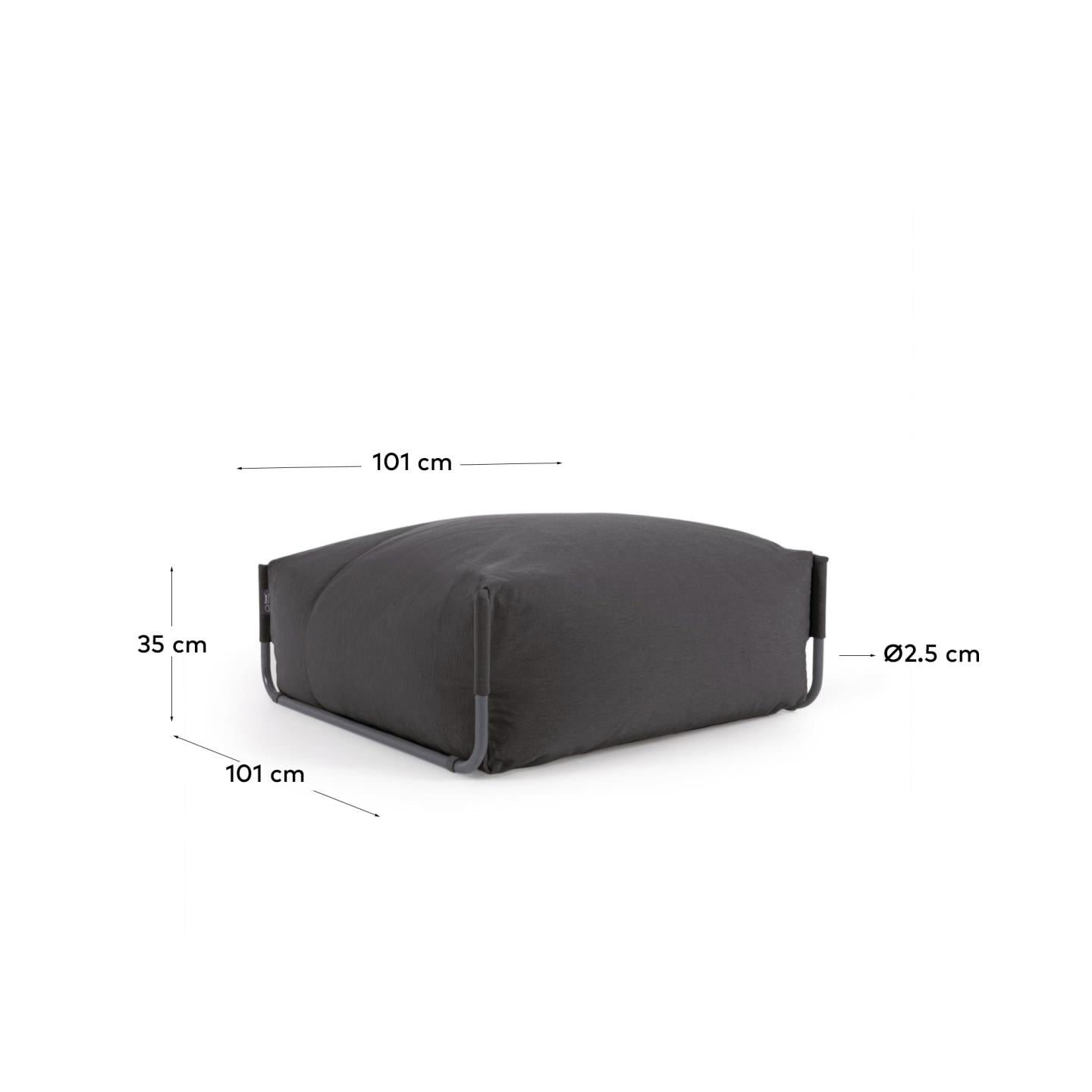 Genießen Sie den Square Pouf Modularsofa von Kave Home: 101 x 101 cm, elegantes Design aus wetterfestem Material und robustem Aluminium – perfekt für Ihren Außenbereich!