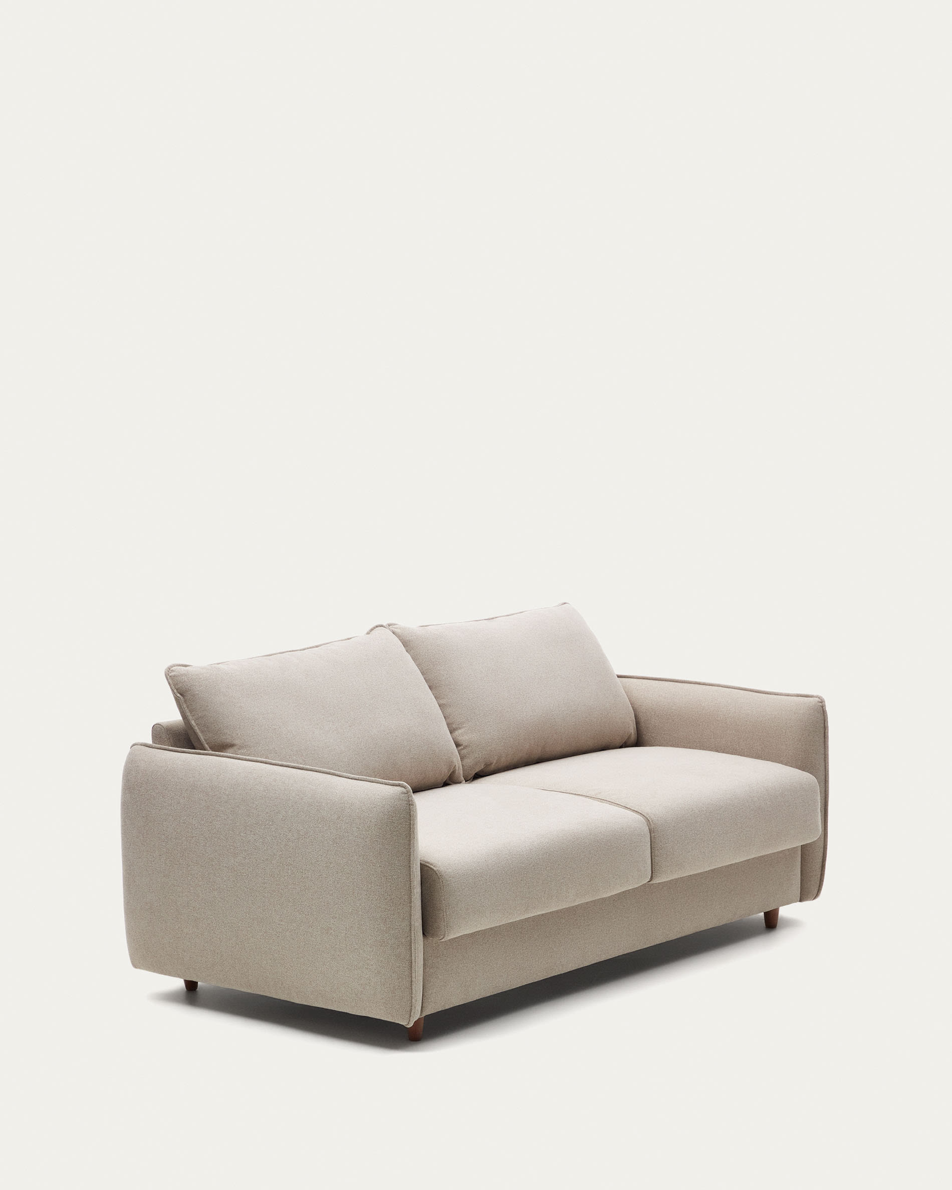 Das Carlota 2-Sitzer Bettsofa in Beige aus Chenille bietet Komfort und Stil, gefertigt aus FSC-zertifiziertem Holz.