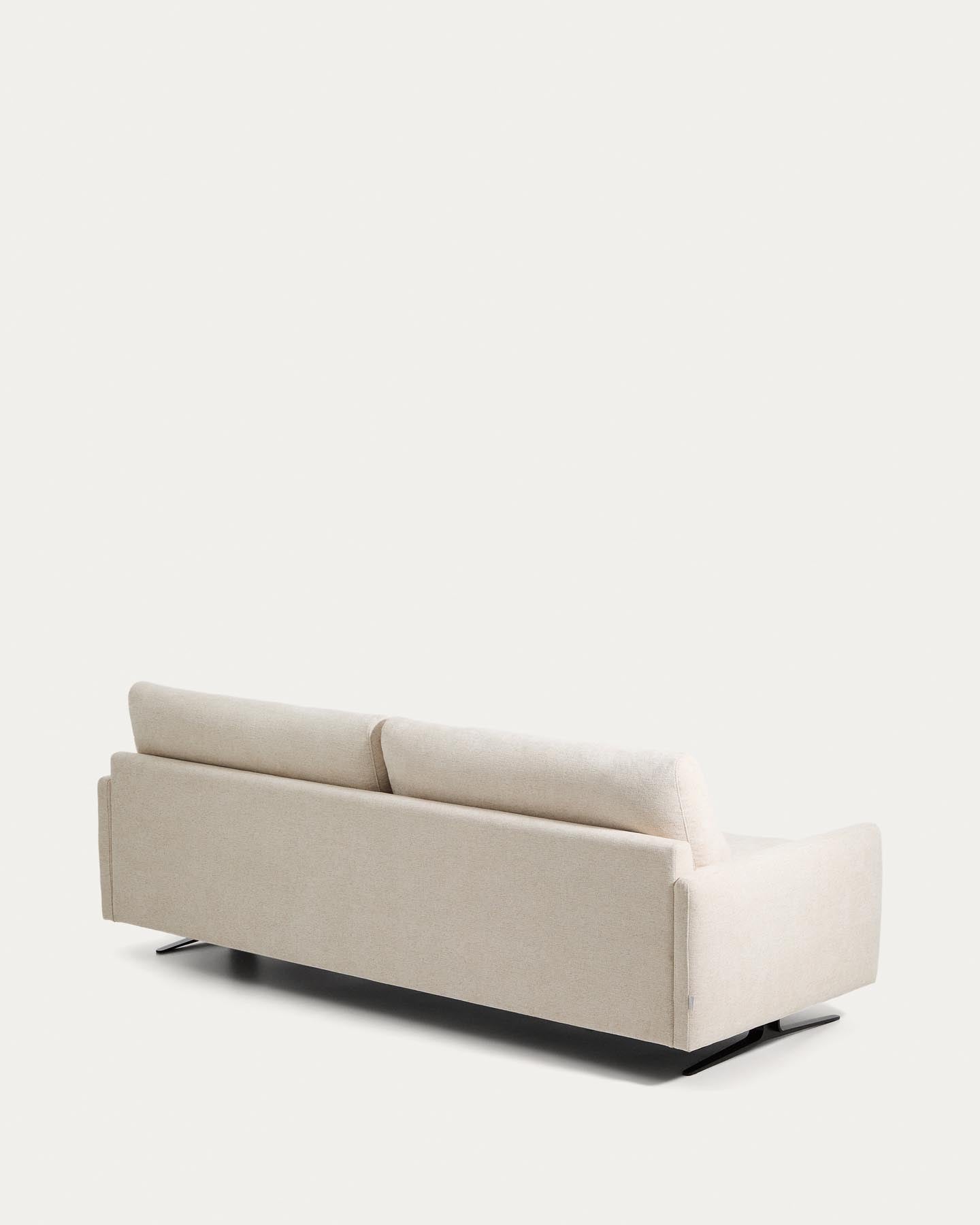 3-Sitzer-Sofa Veliro aus beiger Chenille mit schwarzen Stahlbeinen, 240 cm, FSC Mix Credit in Beige präsentiert im Onlineshop von KAQTU Design AG. 3er Sofa ist von Kave Home