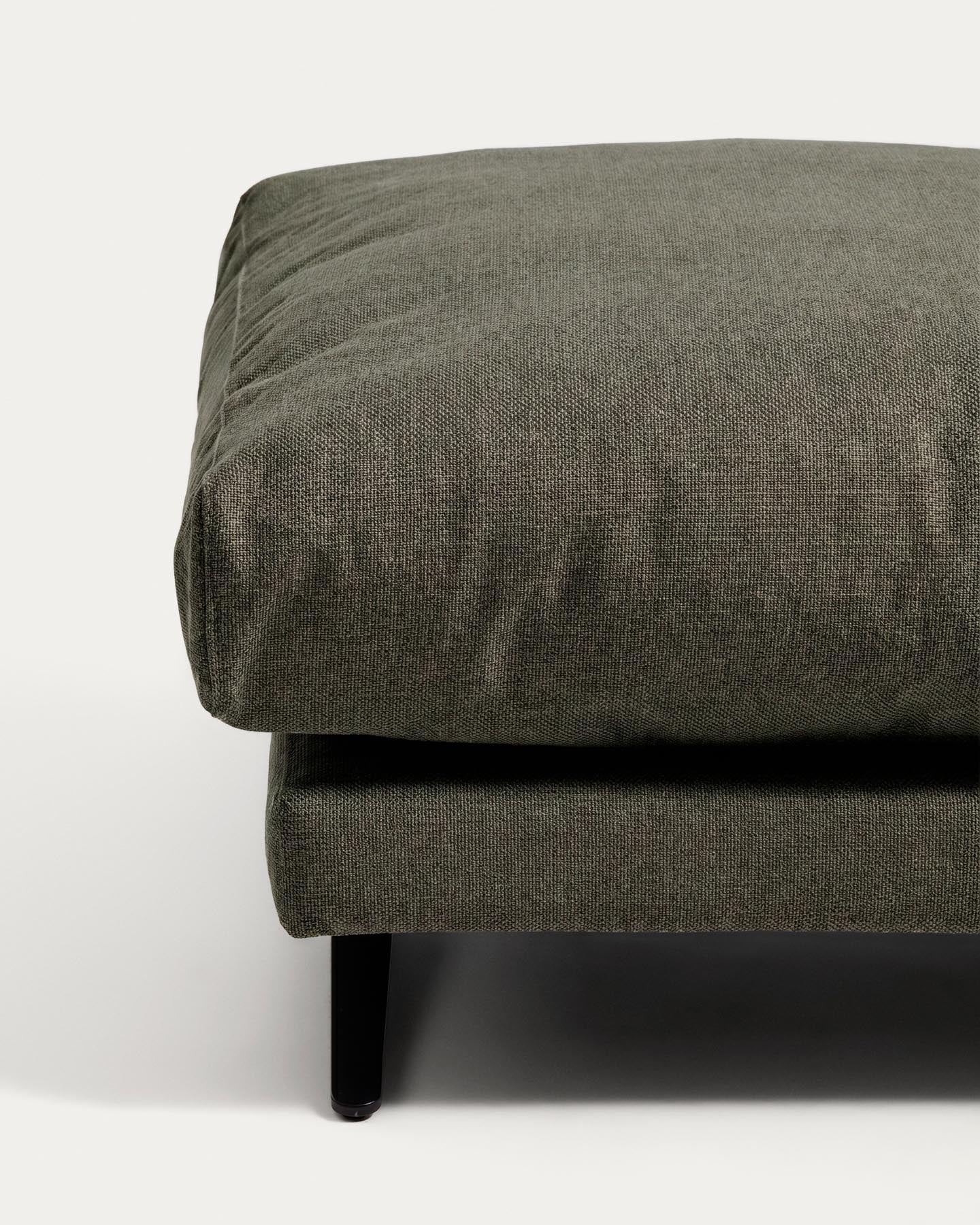 Fussablage Veliro, schwer entflammbar, in Dunkelgrün mit Stahlbeinen mit schwarzem Finish, 85 x 90 cm, FSC Mix Credit in Dunkelgrün präsentiert im Onlineshop von KAQTU Design AG. Pouf ist von Kave Home