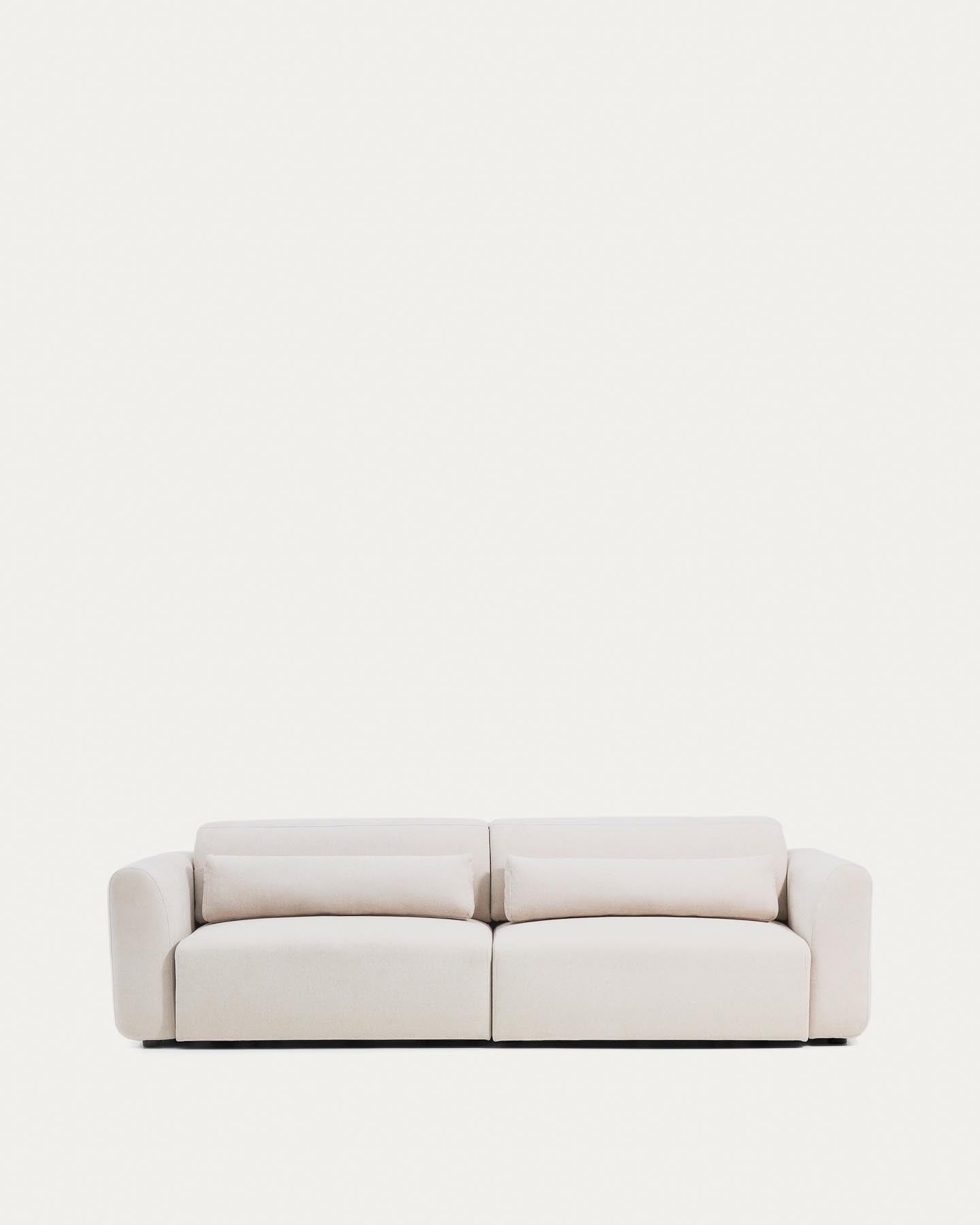 4-Sitzer-Sofa Lares mit elektrisch ausfahrbaren Sitzen und verstellbarer Kopfstütze in beiger Chenille, 290 cm in Beige präsentiert im Onlineshop von KAQTU Design AG. 4er Sofa ist von Kave Home